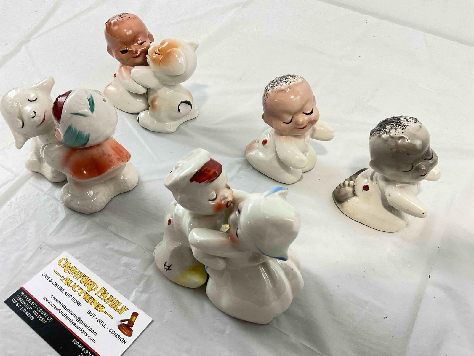 8 pcs Vintage VenTellingen Ceramic Salt & Pepper Shakers incl. Baby & Puppy, Girl & Boy. - 3