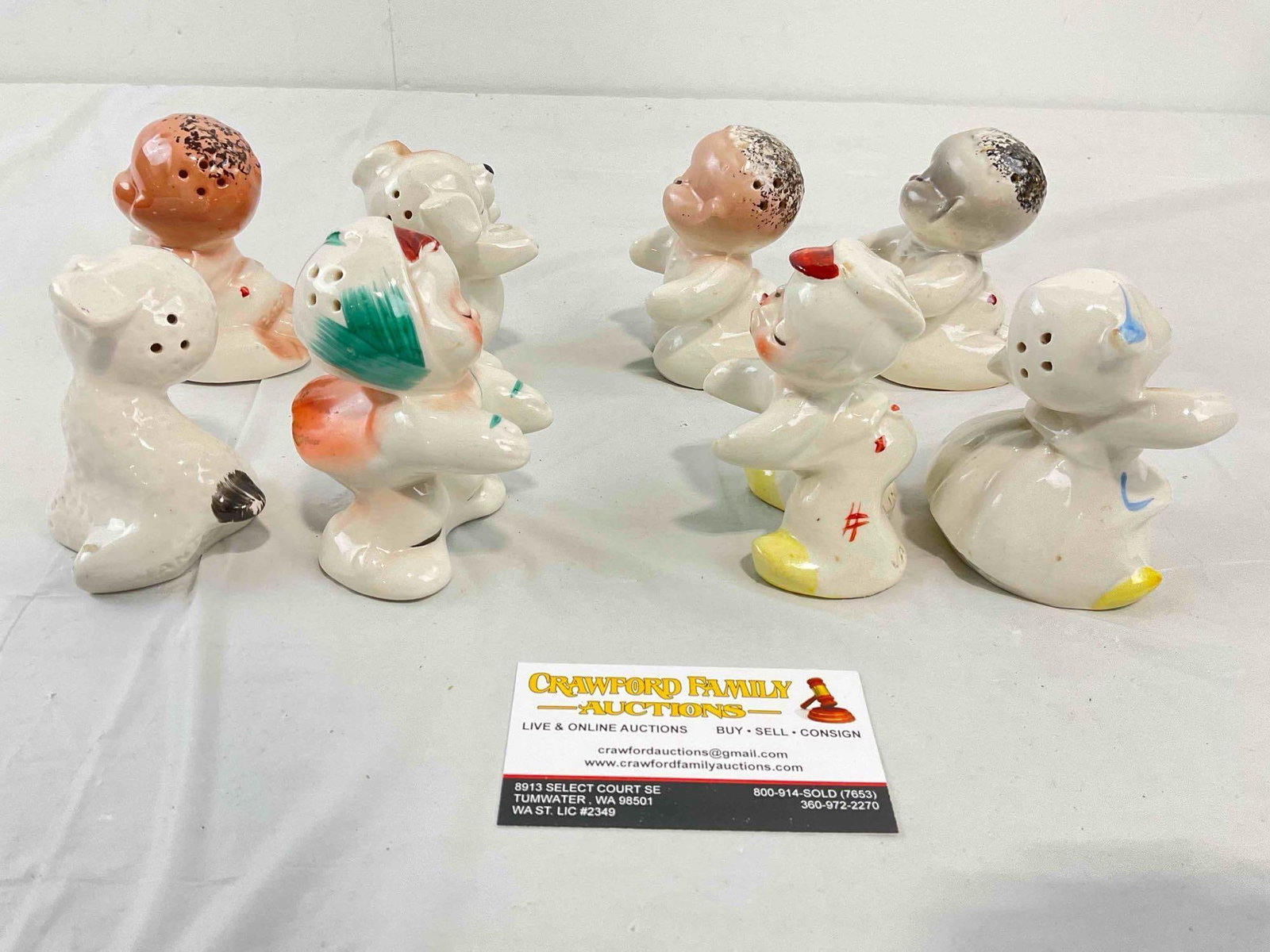 8 pcs Vintage VenTellingen Ceramic Salt & Pepper Shakers incl. Baby & Puppy, Girl & Boy. - 4