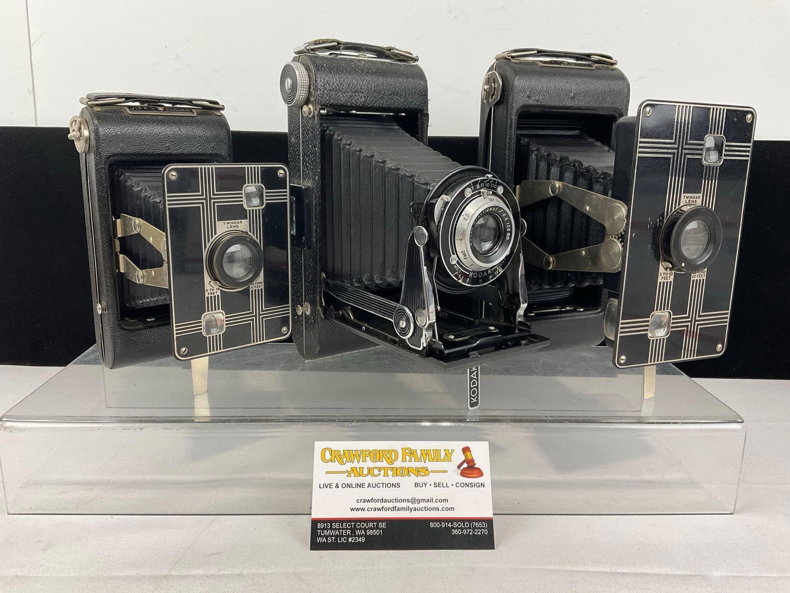 3 Eastman Kodak Co Cameras, 2x Jiffy Kodak, Six-20 & Six-16, & Kodak Senior Six-16 (1 of 10)