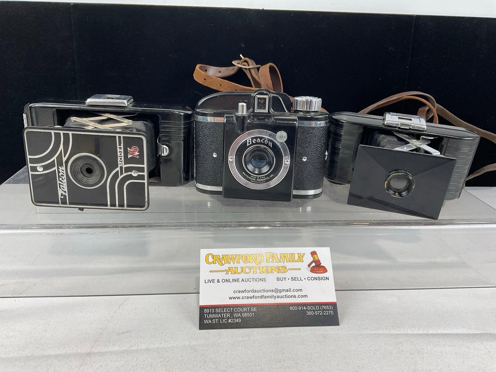 3 Cameras, 1930s Falcon Model V16, 40s Beacon II 127 Film Camera, & Eastman Kodak Bantam Vest Poc... (1 of 7)