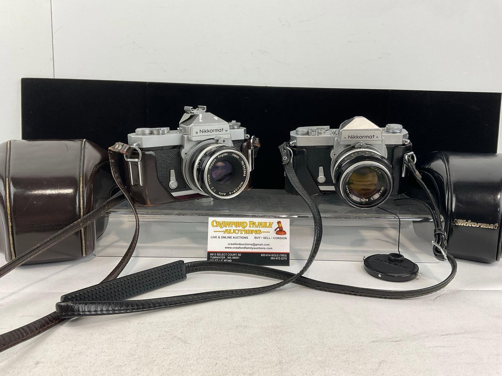 2x Nikkormat Film Cameras, w/Field Cases, 2x Nikkor-S Auto 50mm Lens (1 of 5)