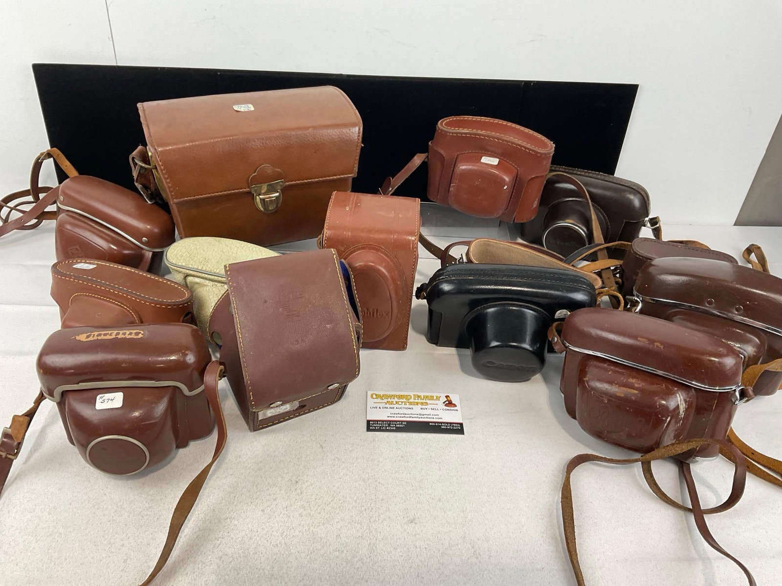Collection of 15 Camera Leather Field Cases, Kodak, Ricoh, Canon & more, some wear (1 of 4)