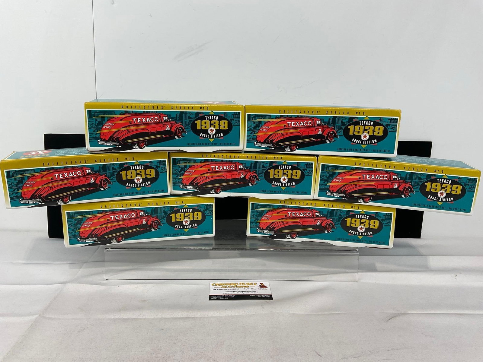 7x 1939 Dodge Airflow Texaco Coinbank Fuel Truck Figure in box: Appears to be in good shape. The pieces together measures approx 12h x 17w x 17d inches. See pics. E-5950