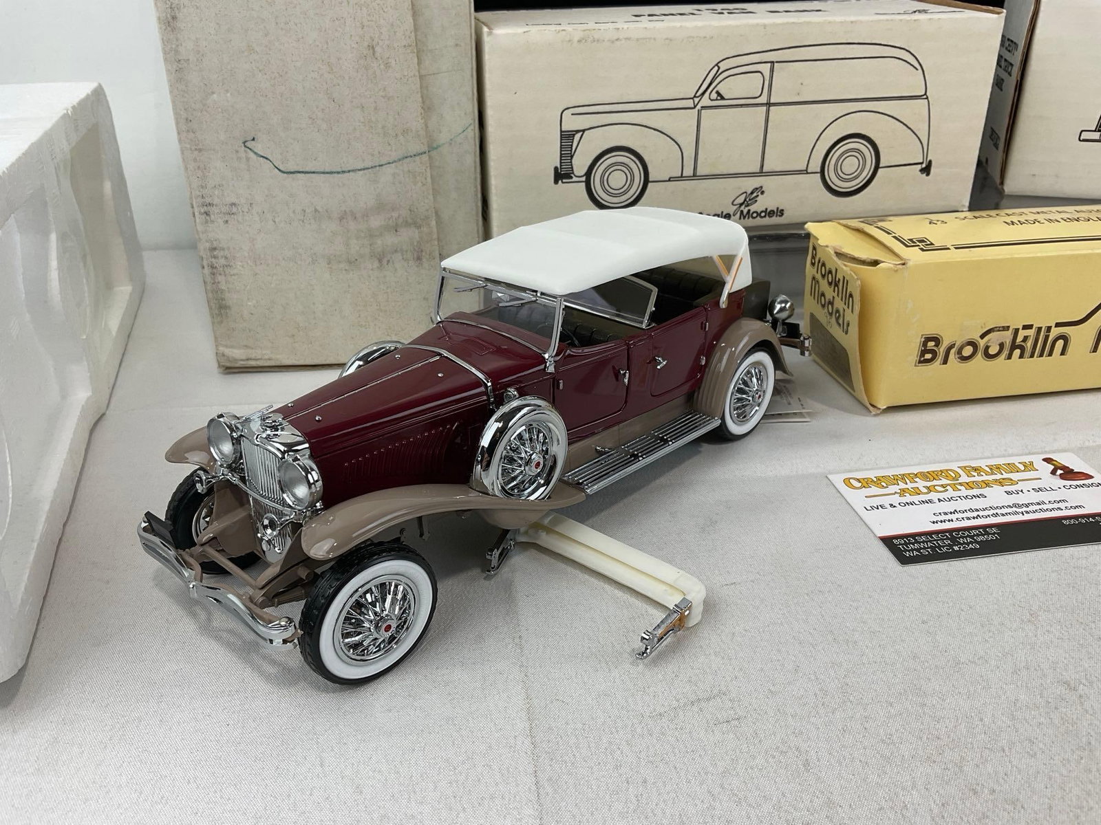 Set of 5 Diecast Coin Banks/Models, Duesenberg, Panel Van, 2x Panel Trucks & small car, 1:43 Scale - 2