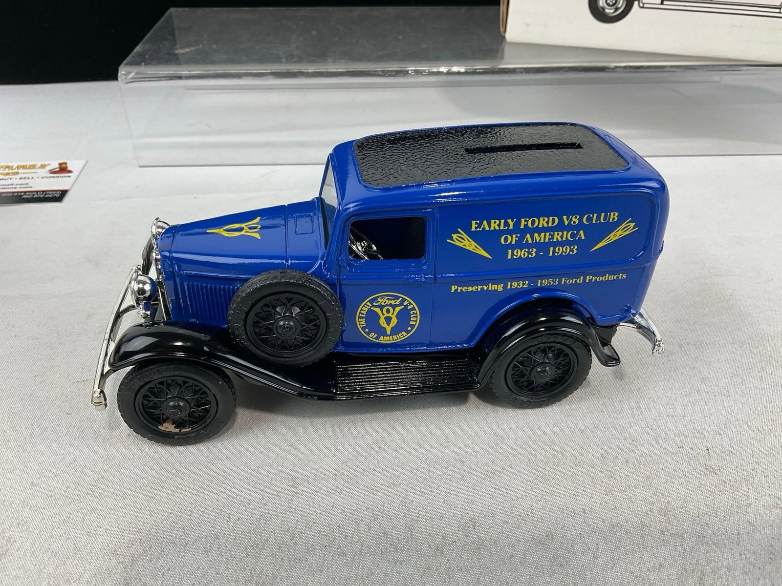 Set of 5 Diecast Coin Banks/Models, Duesenberg, Panel Van, 2x Panel Trucks & small car, 1:43 Scale - 9