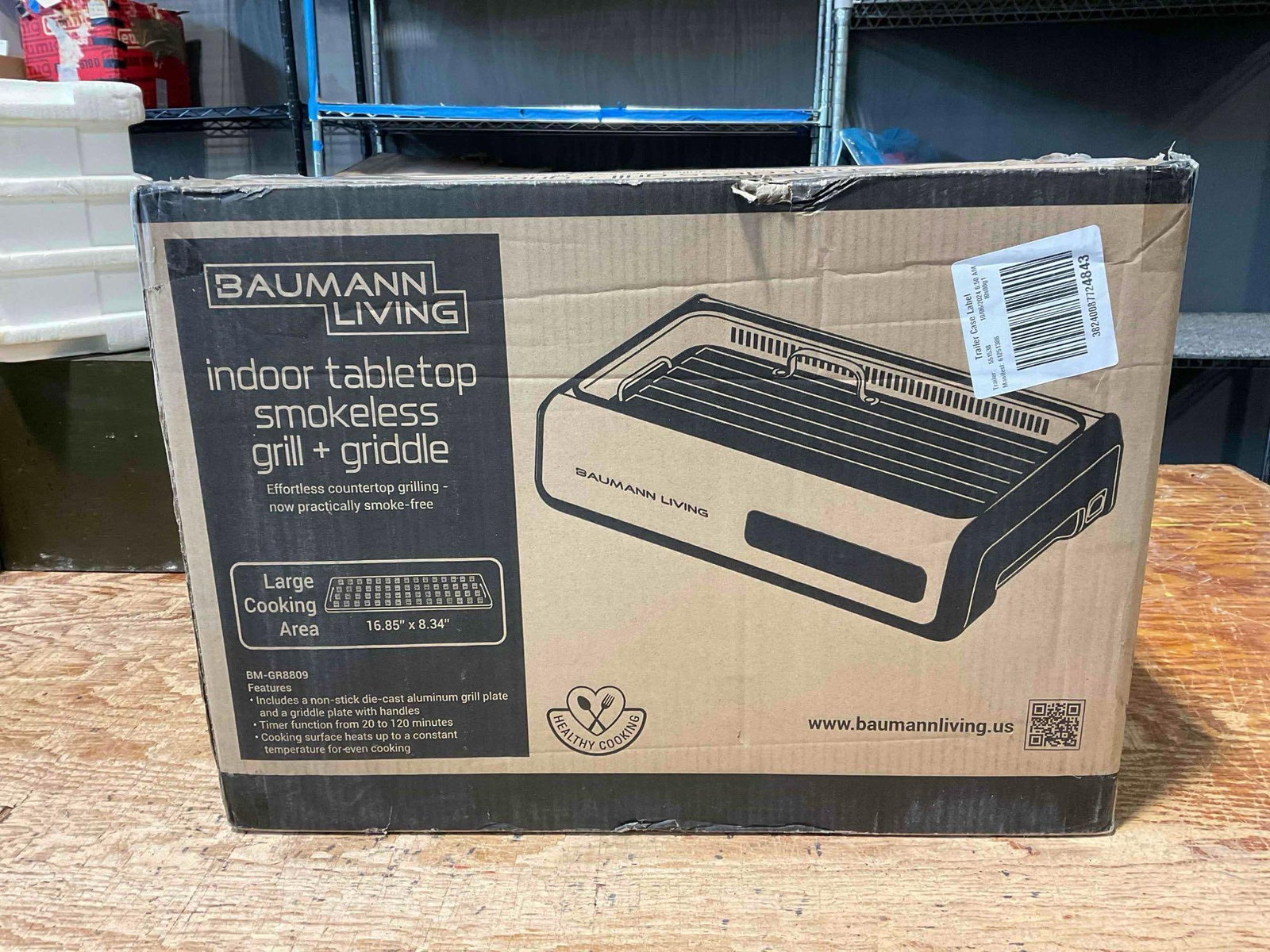 NIB Baumann Living Indoor Tabletop Smokeless Grill & Griddle Model BM-GR8809. See pics. - 2