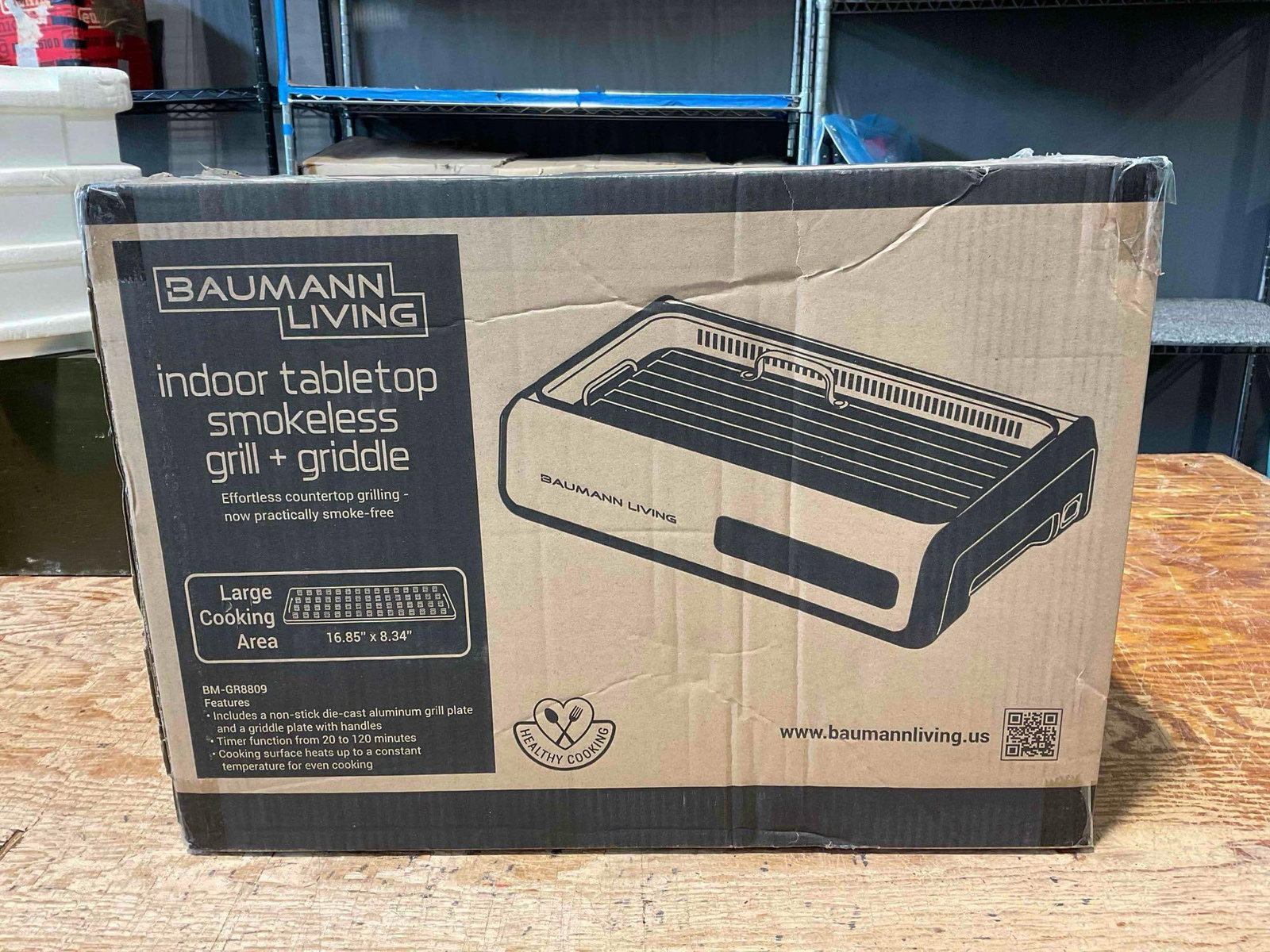 NIB Baumann Living Indoor Tabletop Smokeless Grill & Griddle Model BM-GR8809. See pics. - 5