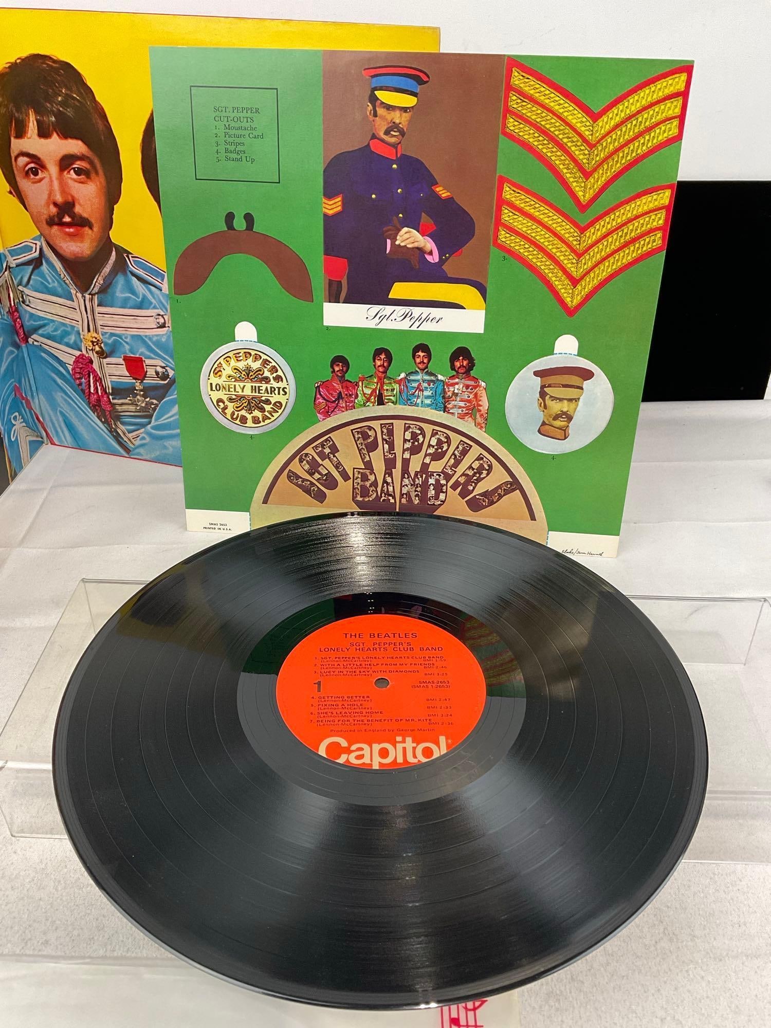Trio of Beatles Vinyl Records, All Sgt. Peppers Lonely Hearts Club Band, 1 Pic Disc Full art record - 17