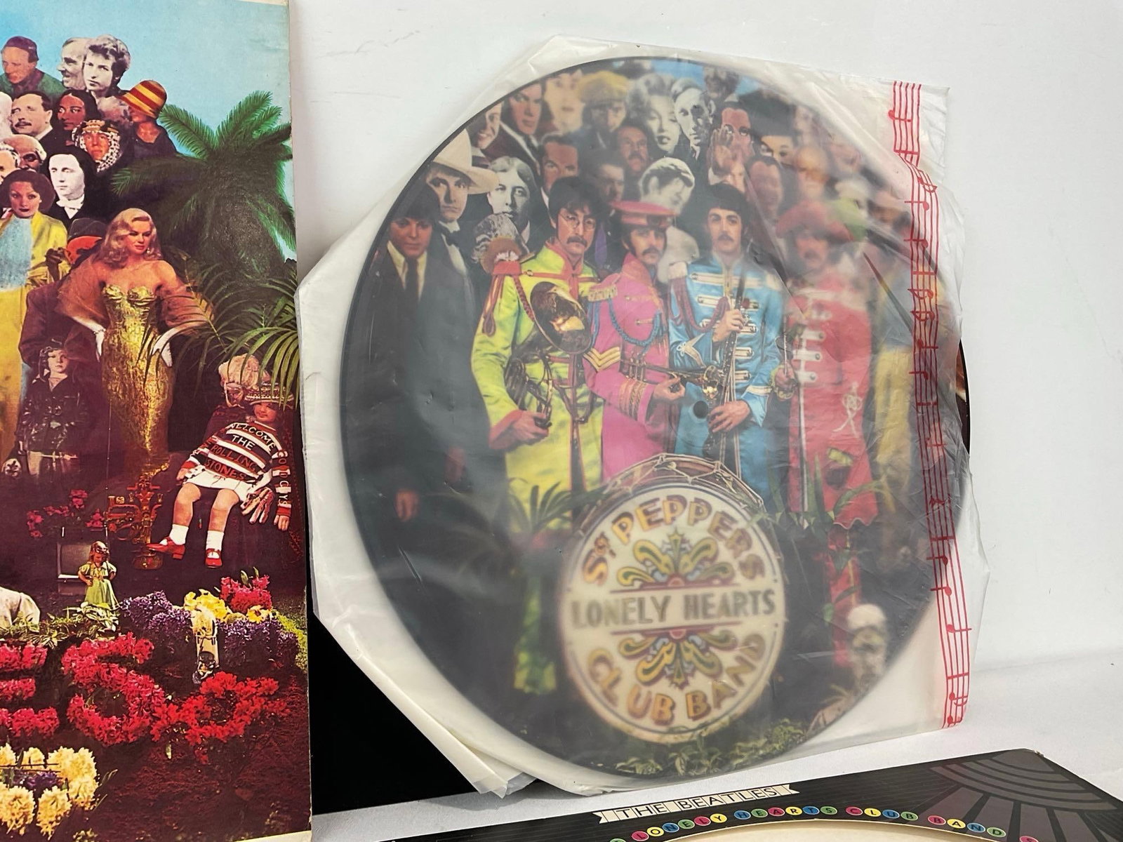 Trio of Beatles Vinyl Records, All Sgt. Peppers Lonely Hearts Club Band, 1 Pic Disc Full art record - 5