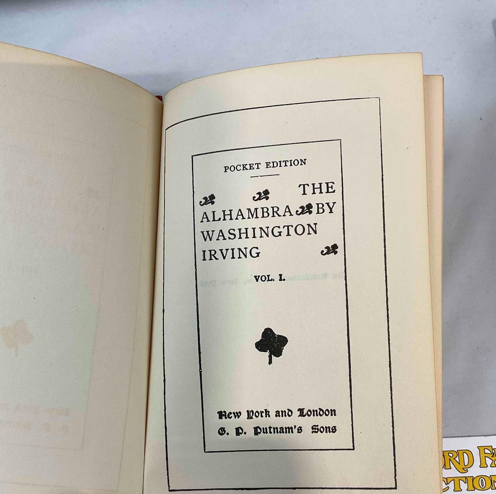 5 pcs Vintage Hardcover Books, incl. 2x "The Vicar of Wakefield" & 3x "The Alhambra." - 12