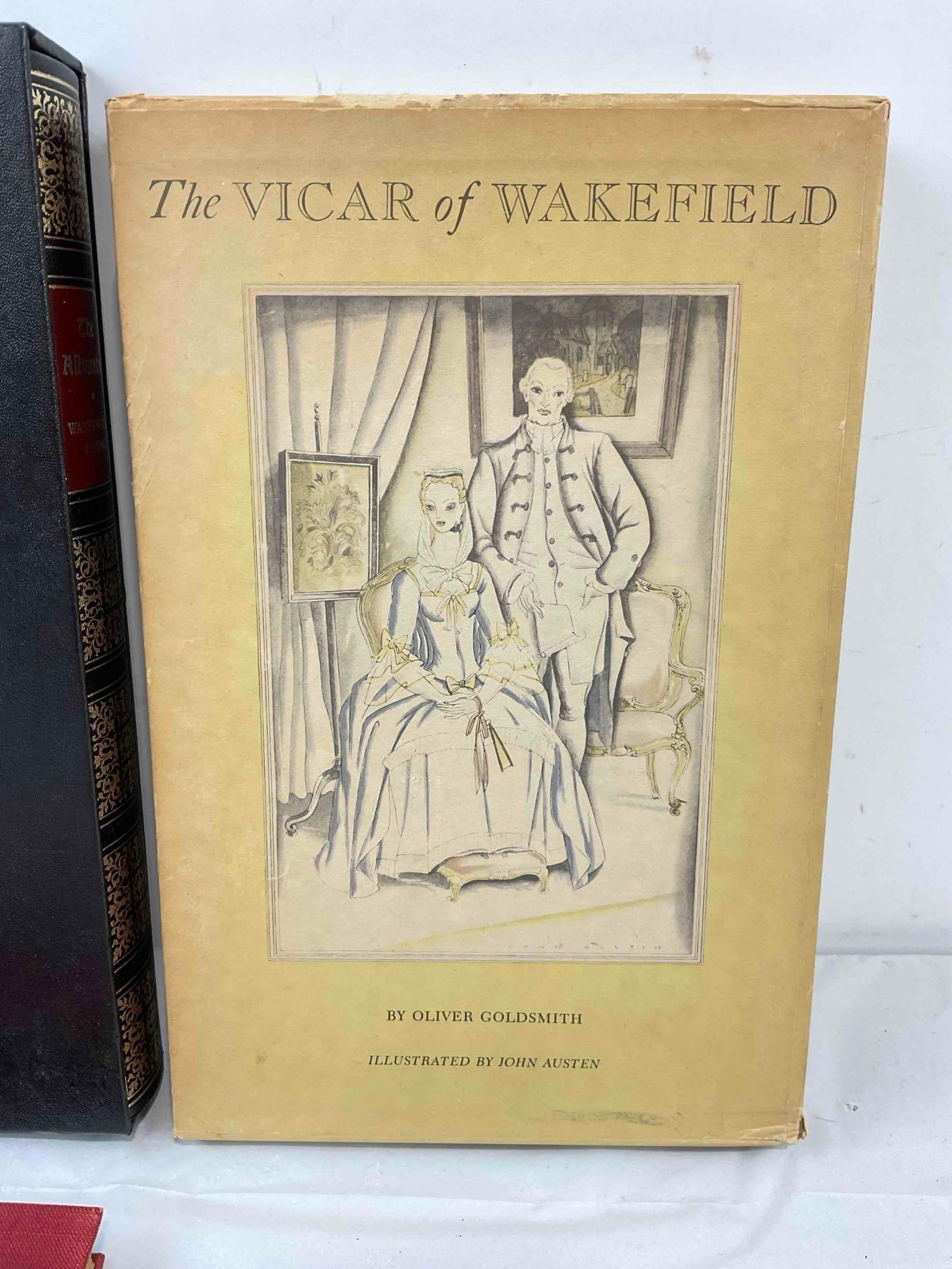 5 pcs Vintage Hardcover Books, incl. 2x "The Vicar of Wakefield" & 3x "The Alhambra." - 2