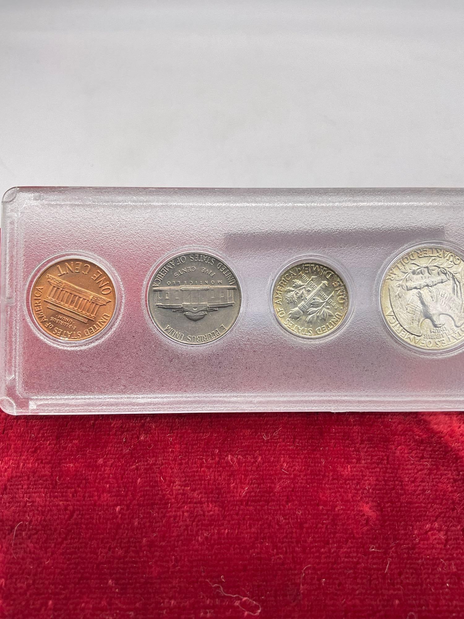 1964 Silver coin set in case Kennedy Half , Quarter, Dime , Nickle, penny All Poss Au to UNC - 6