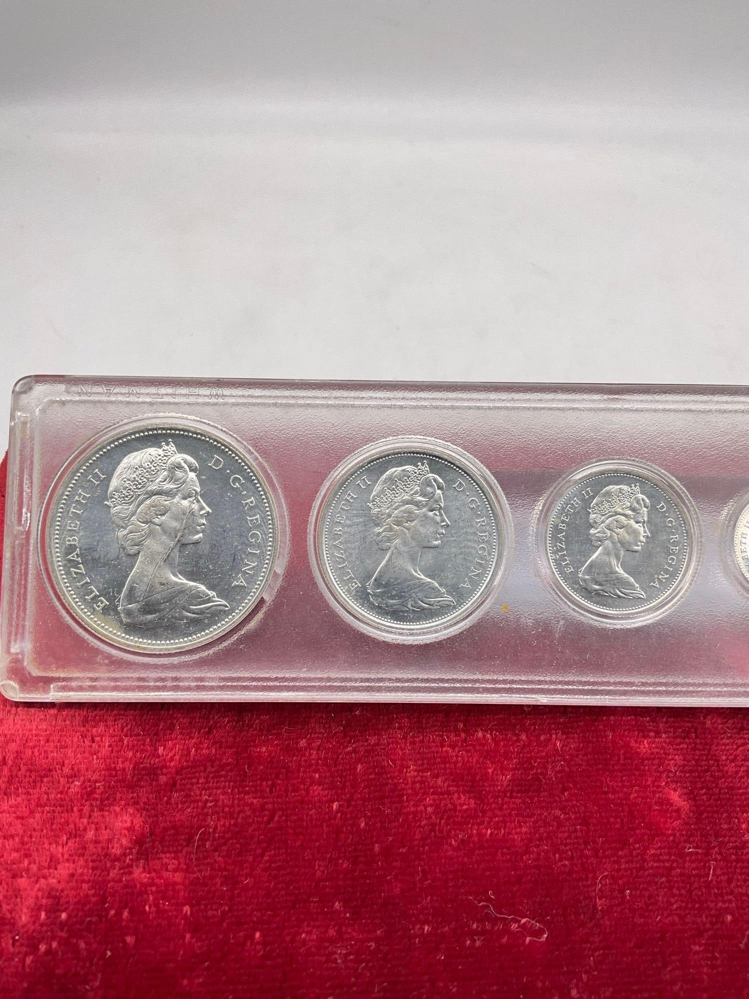 1967 Canadian piece SIlver coin Proof set Dollar, Half dollar, Quarter, Dime, Nickel , Penny - 2
