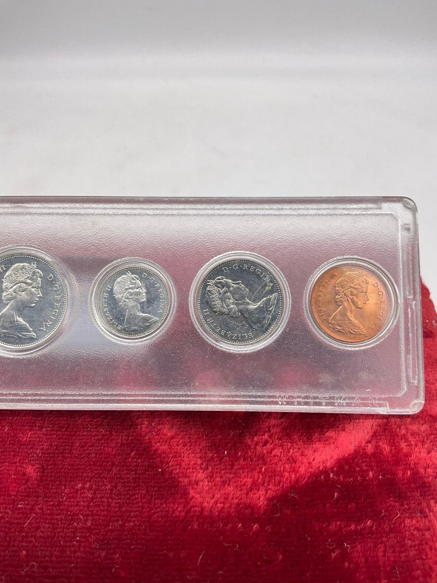1967 Canadian piece SIlver coin Proof set Dollar, Half dollar, Quarter, Dime, Nickel , Penny - 3