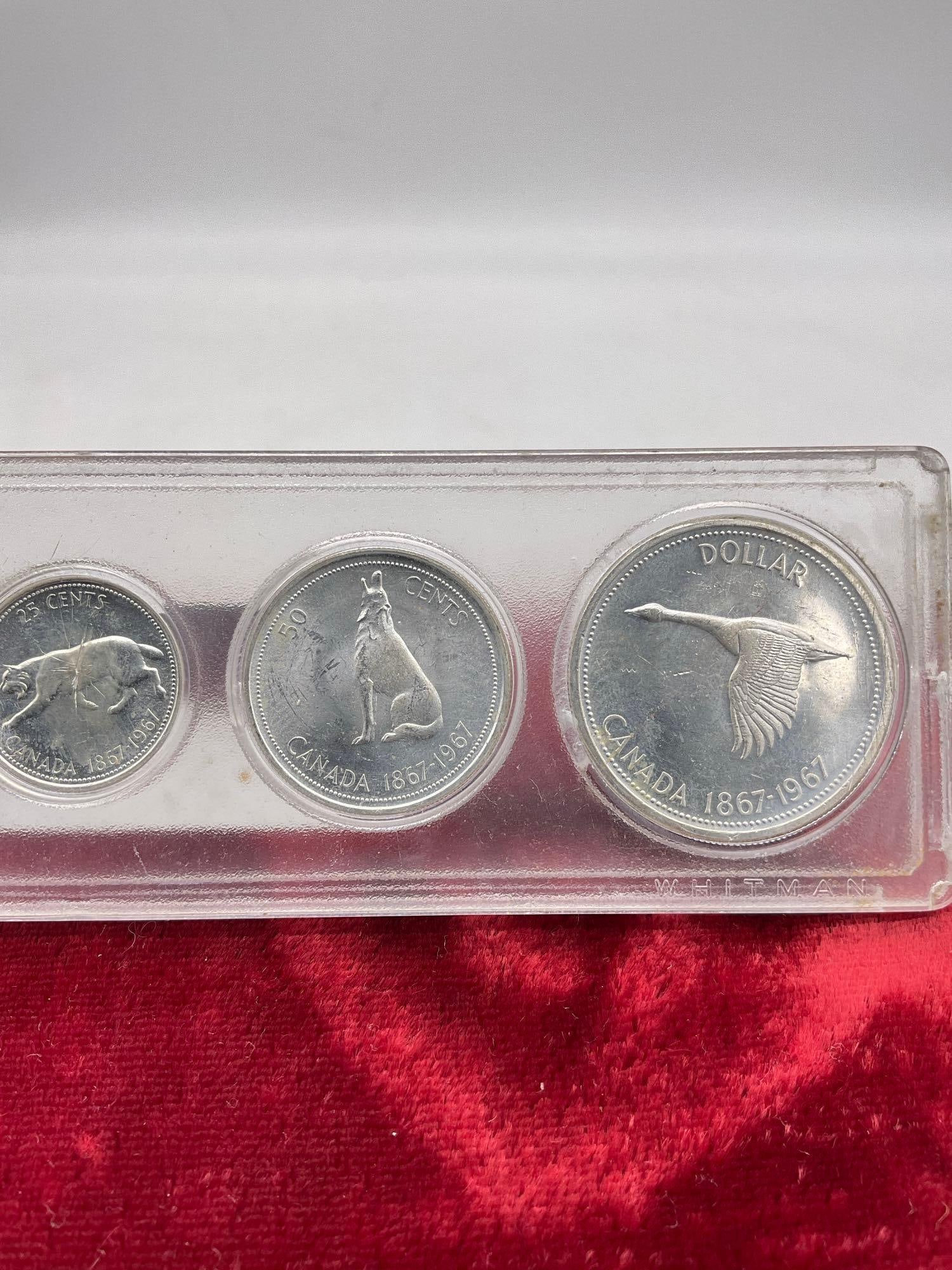 1967 Canadian piece SIlver coin Proof set Dollar, Half dollar, Quarter, Dime, Nickel , Penny - 6