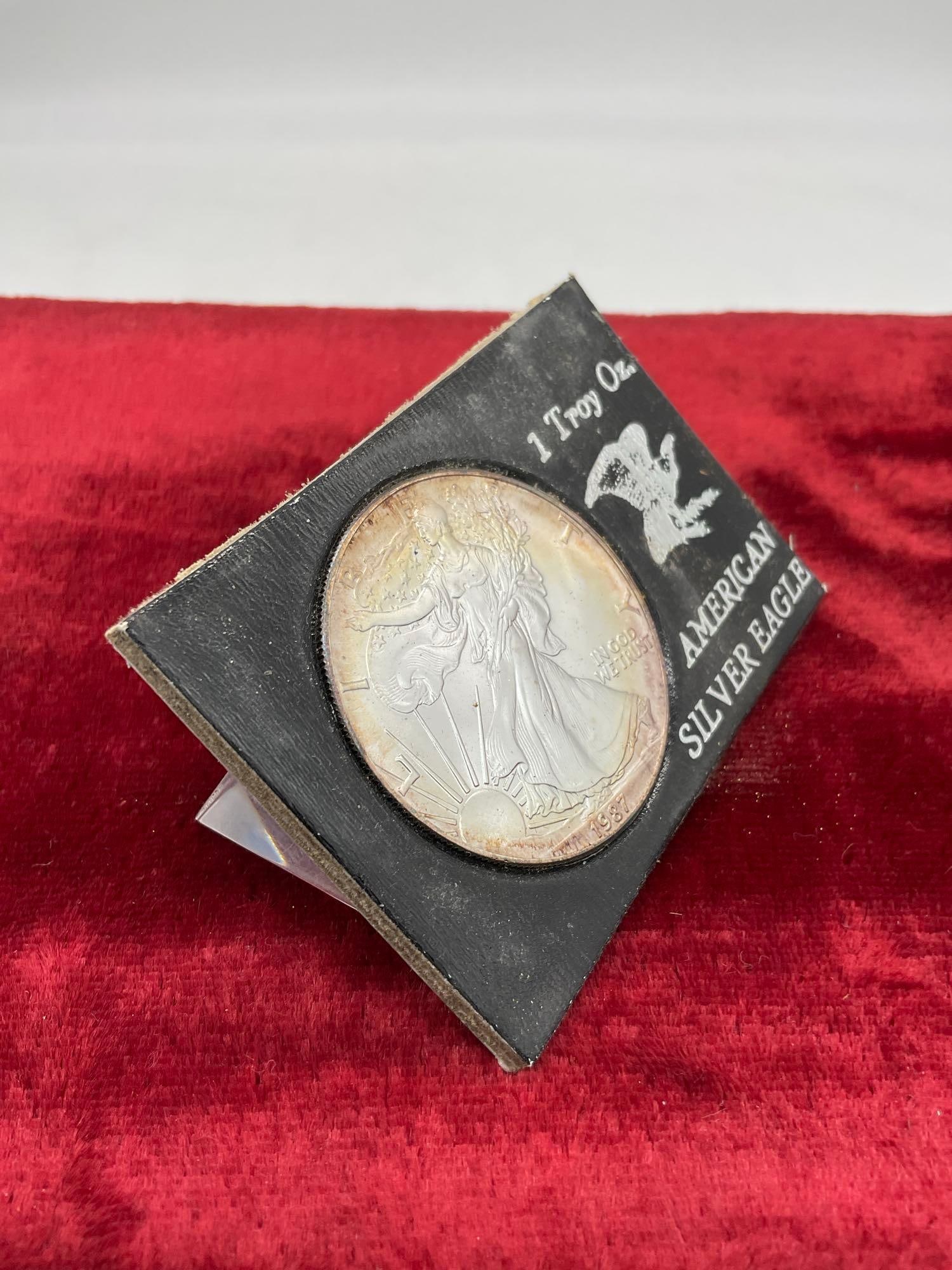 1987 American Silver eagle w/ Nice obverse and reverse toning 1 OZ .999 silver coin - 2