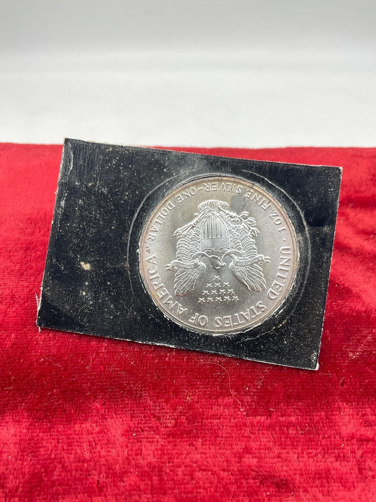 1987 American Silver eagle w/ Nice obverse and reverse toning 1 OZ .999 silver coin - 3