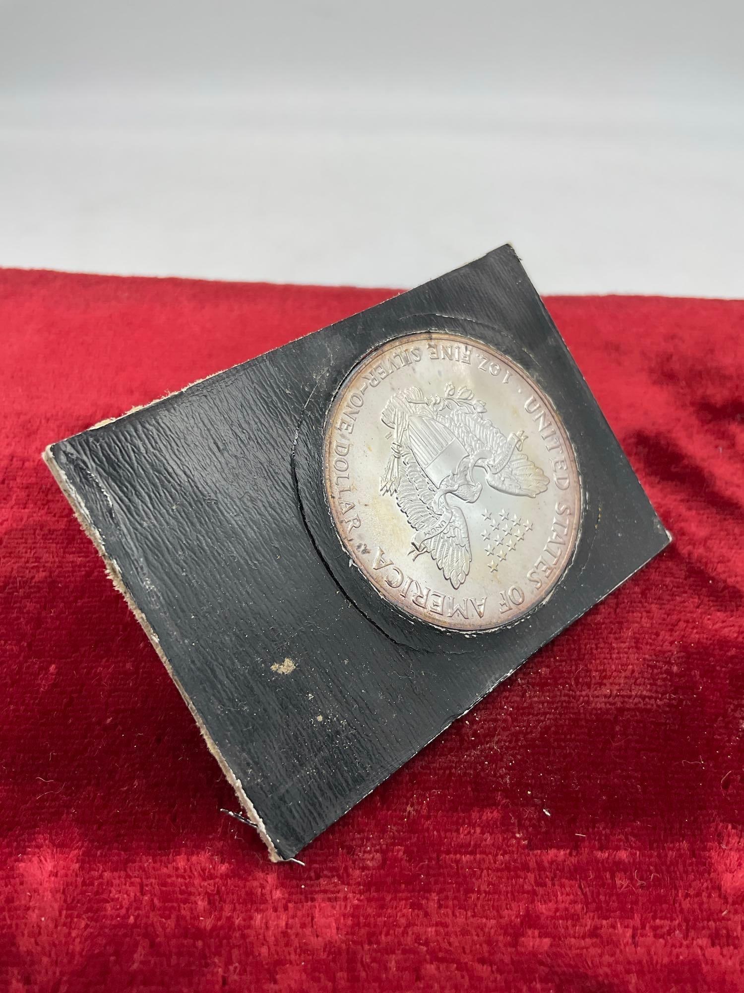 1987 American Silver eagle w/ Nice obverse and reverse toning 1 OZ .999 silver coin - 4