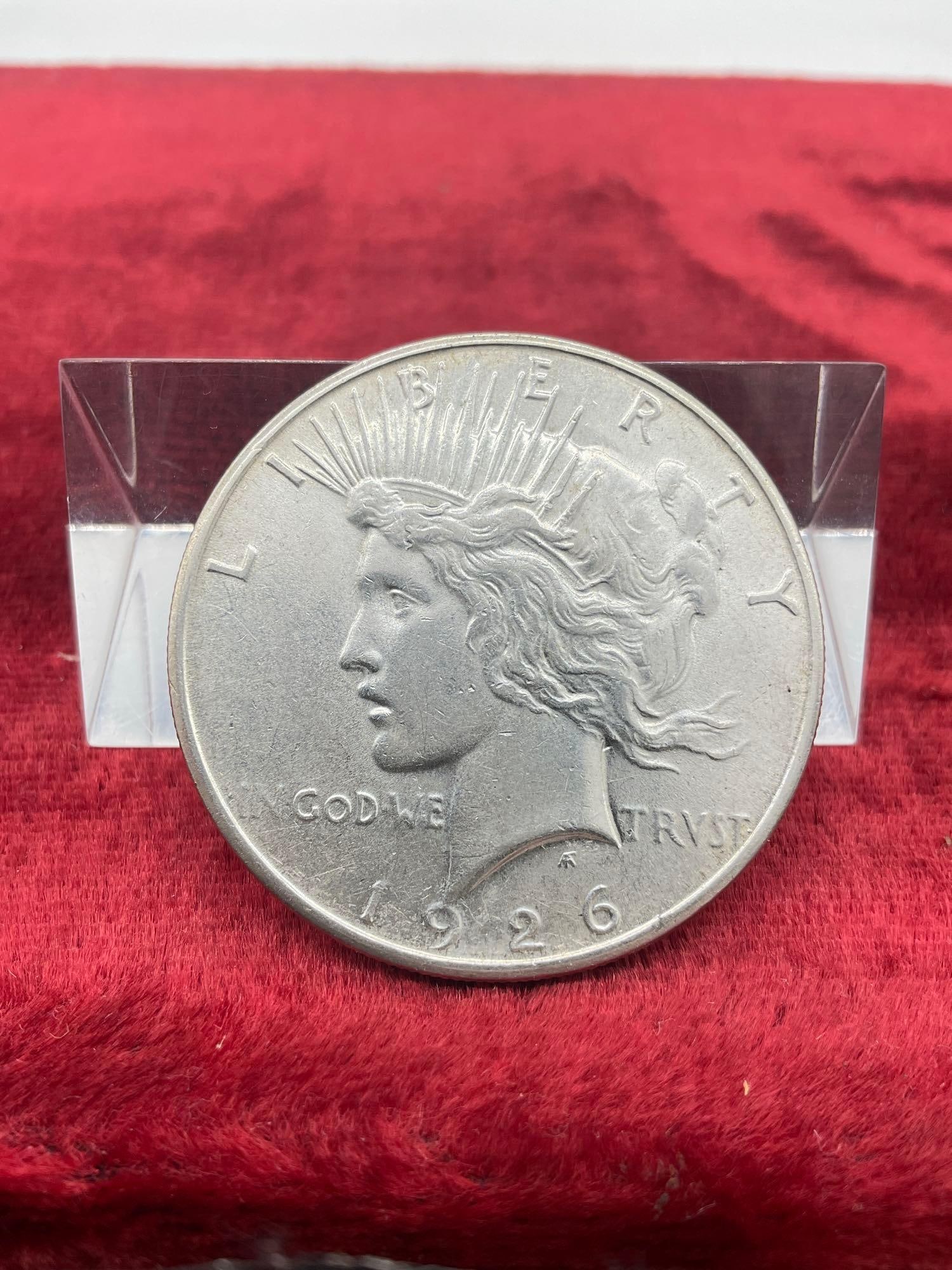 1926-S / Silver Peace dollar NIce Poss AU + coin see pics: C-5990