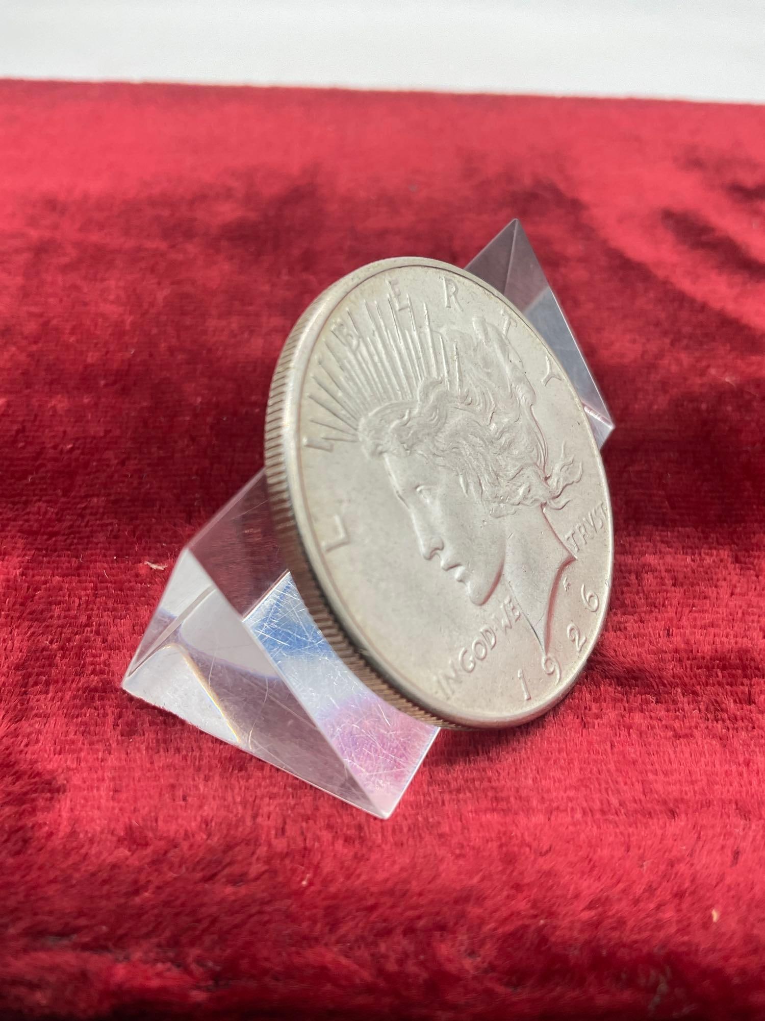 1926-S / Silver Peace dollar NIce Poss AU + coin see pics - 3