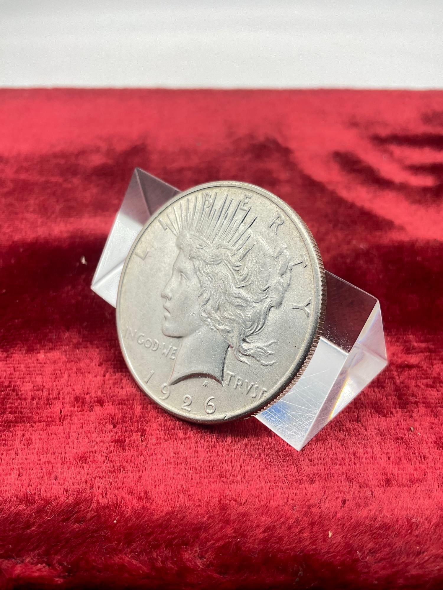1926-S / Silver Peace dollar NIce Poss AU + coin see pics - 4