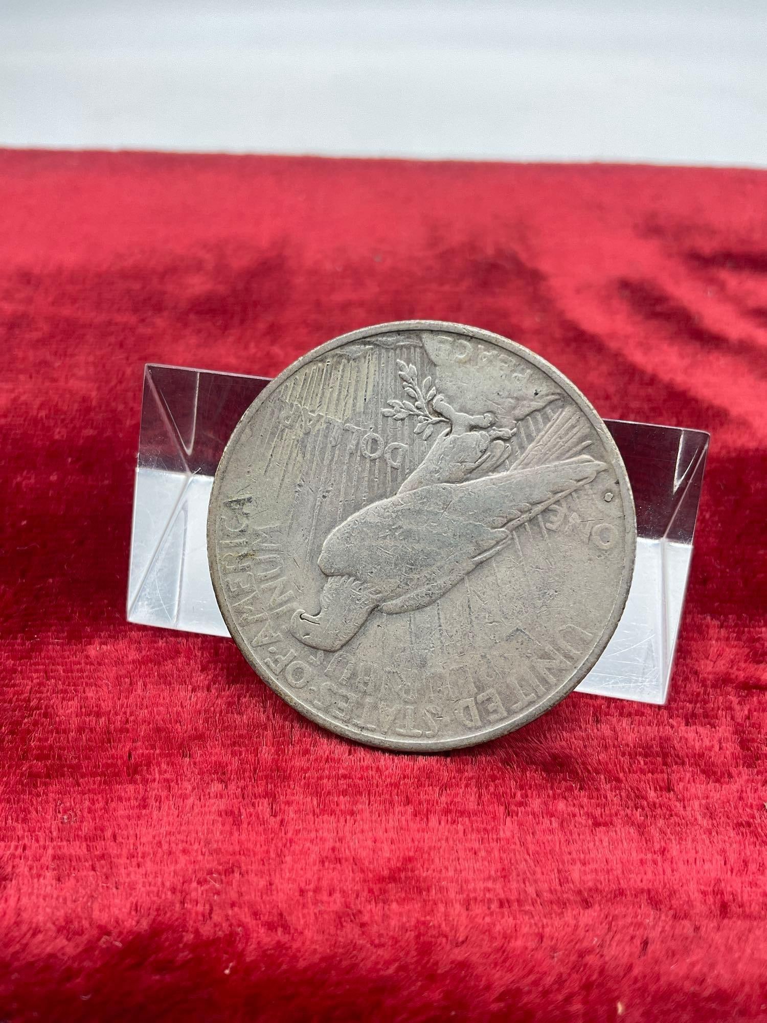 1934-S / Semi Key Date Silver Peace dollar w/ Obverse & Reverse Toning nice coin see pics - 3