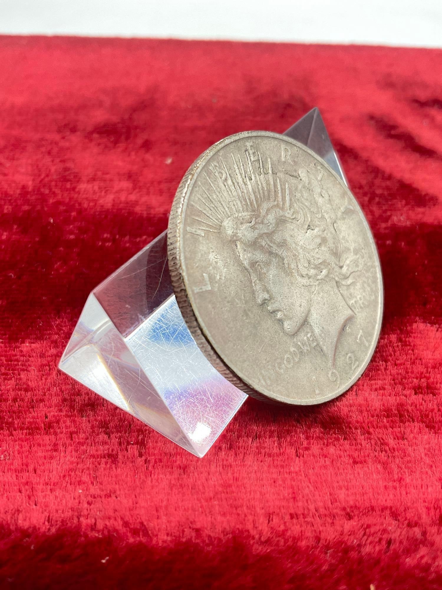 1927-D Silver Peace dollar w/ light obverse and reverse toning nice coin see pics - 2