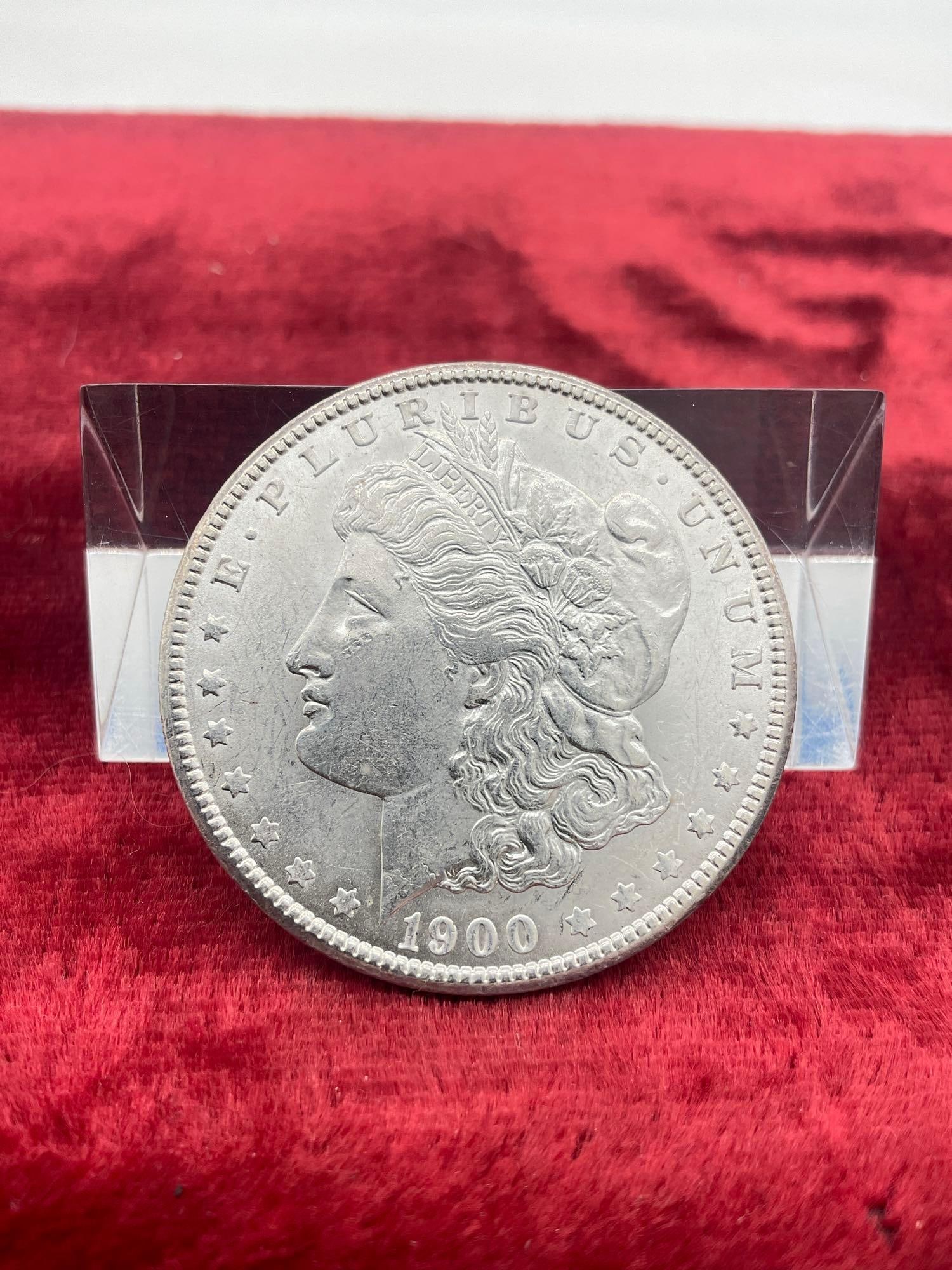 Antique 1900 Silver Morgan Dollar possible AU + Nice coin see pics (1 of 7)