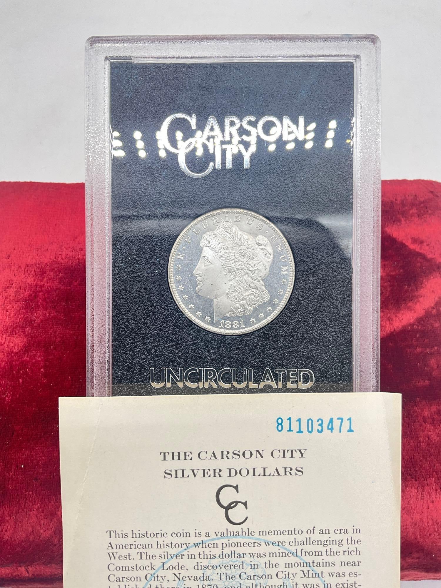 1881 Carson City GSA Hoard Slabbed Silver Morgan Dollar MS quality DMPL coin w/ OG box & Coa - 4