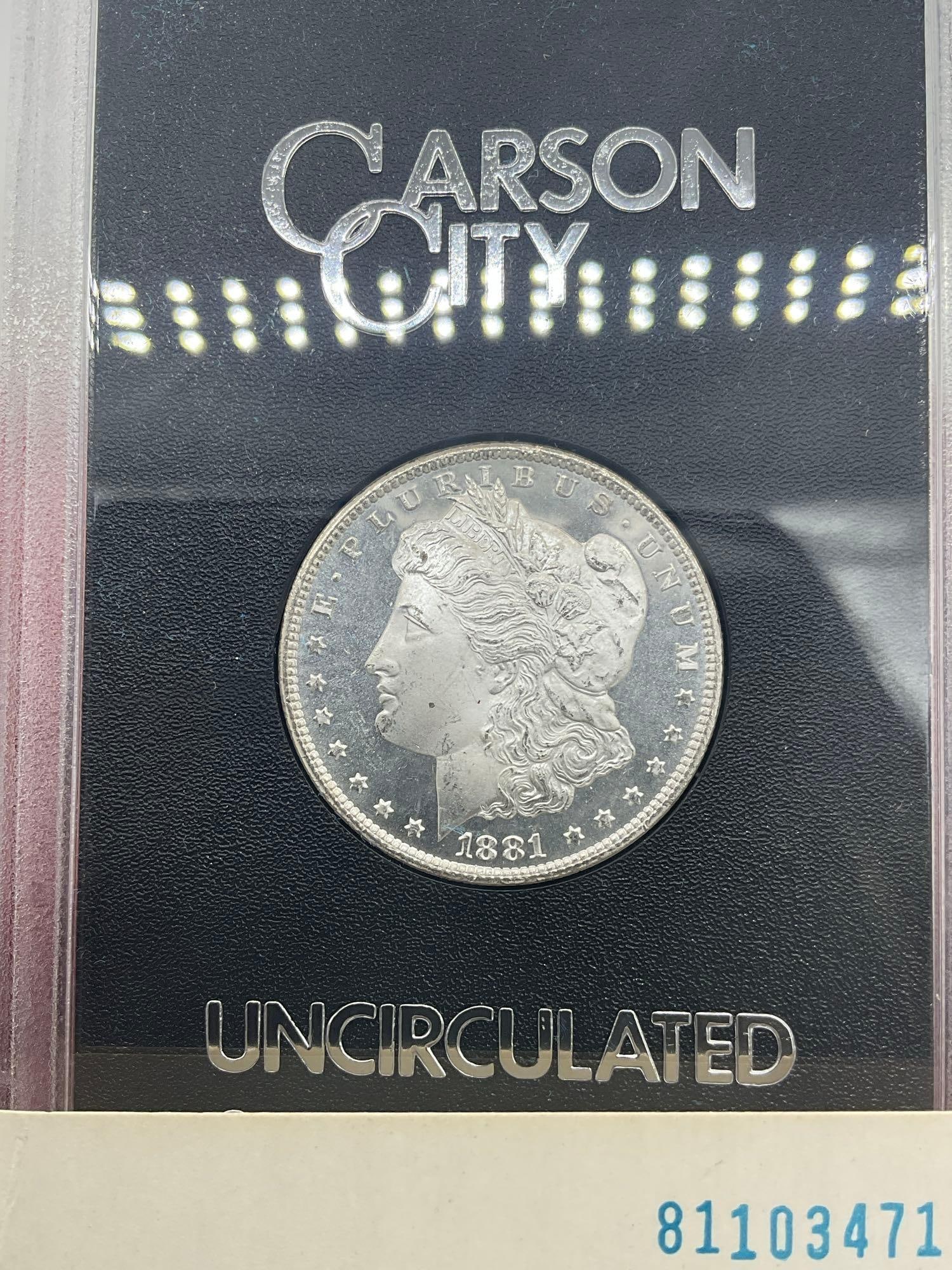 1881 Carson City GSA Hoard Slabbed Silver Morgan Dollar MS quality DMPL coin w/ OG box & Coa - 5