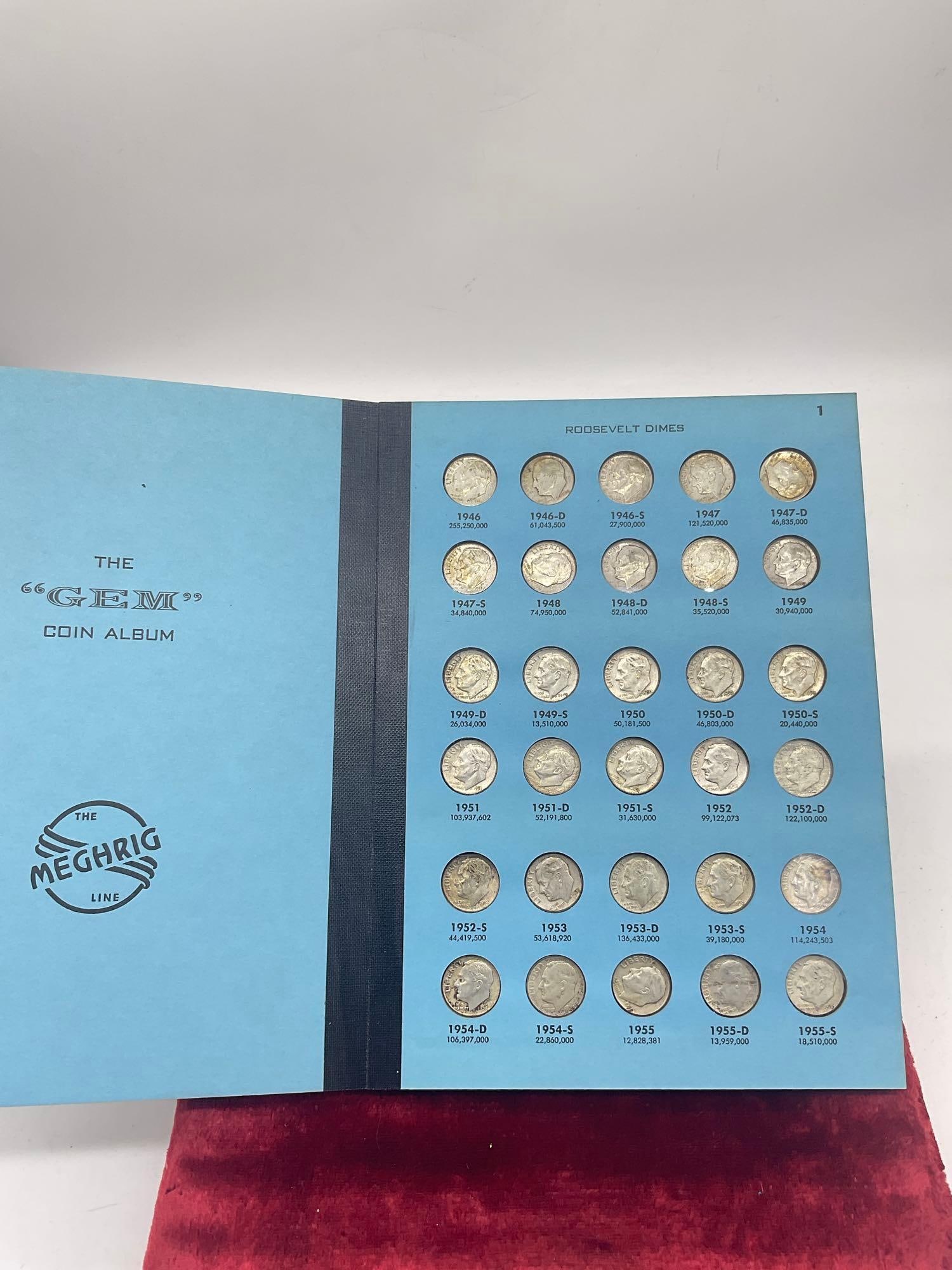 Complete Roosevelt Dime collection 1946 -1963 + 10 extra coins 9x 1960 1 x 1962 55 coins (1 of 8)