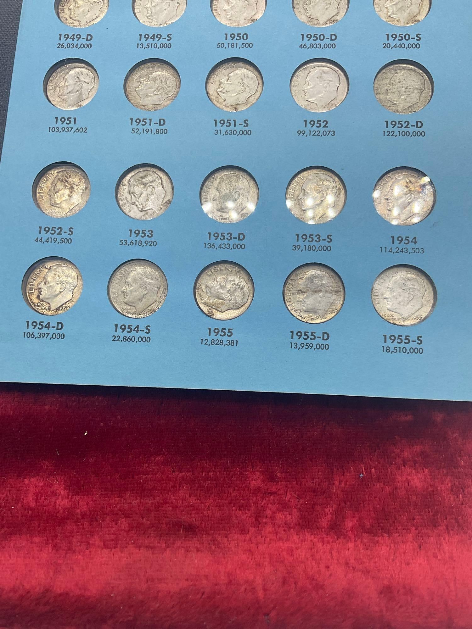 Complete Roosevelt Dime collection 1946 -1963 + 10 extra coins 9x 1960 1 x 1962 55 coins - 4