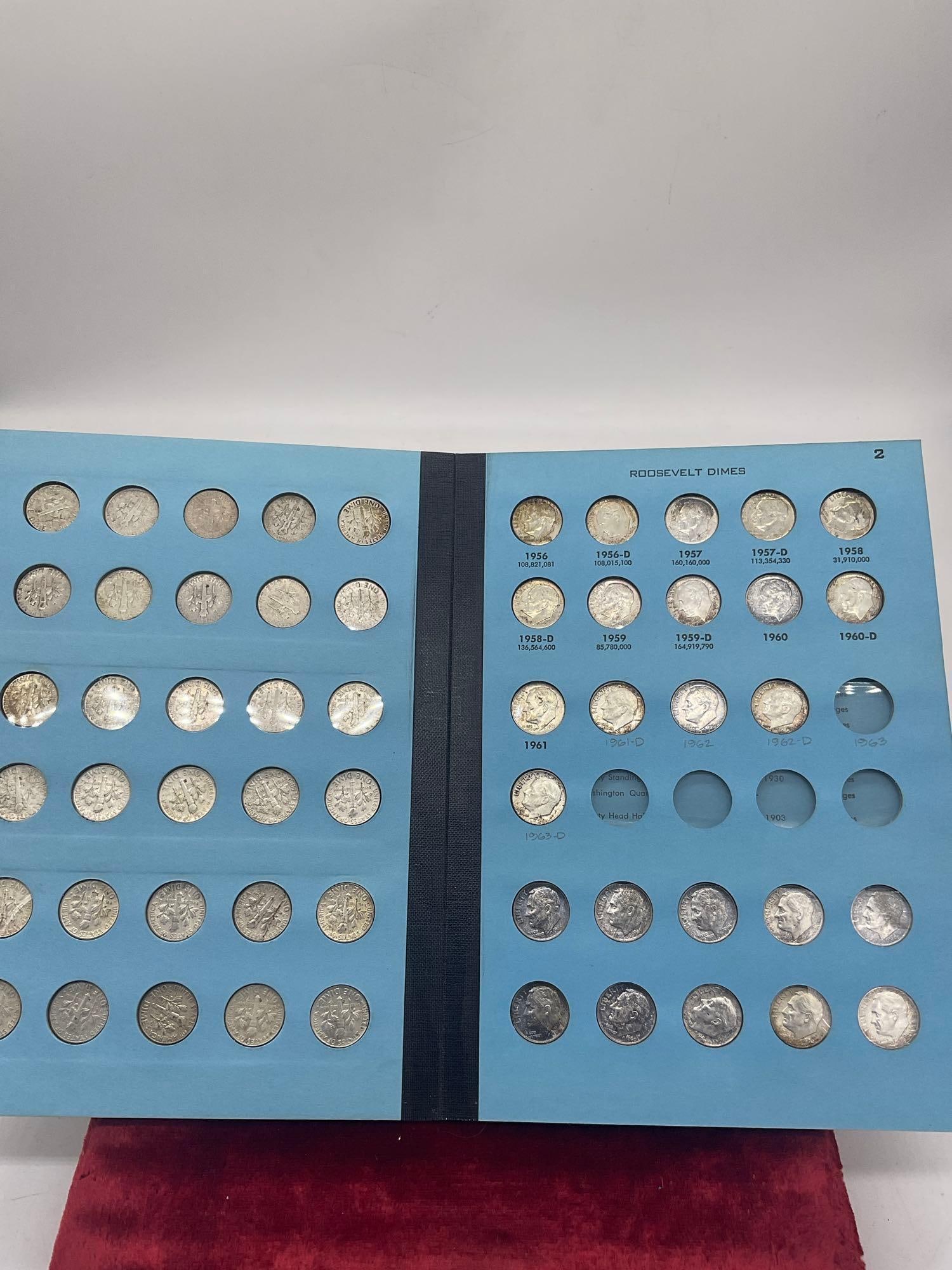 Complete Roosevelt Dime collection 1946 -1963 + 10 extra coins 9x 1960 1 x 1962 55 coins - 5