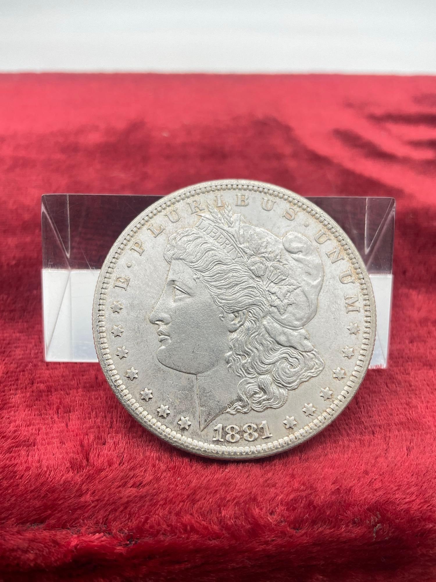 Antique 1881-S / Silver Morgan Dollar Nice Gradable coin w/ Mint error Doubling in Date (1 of 6)