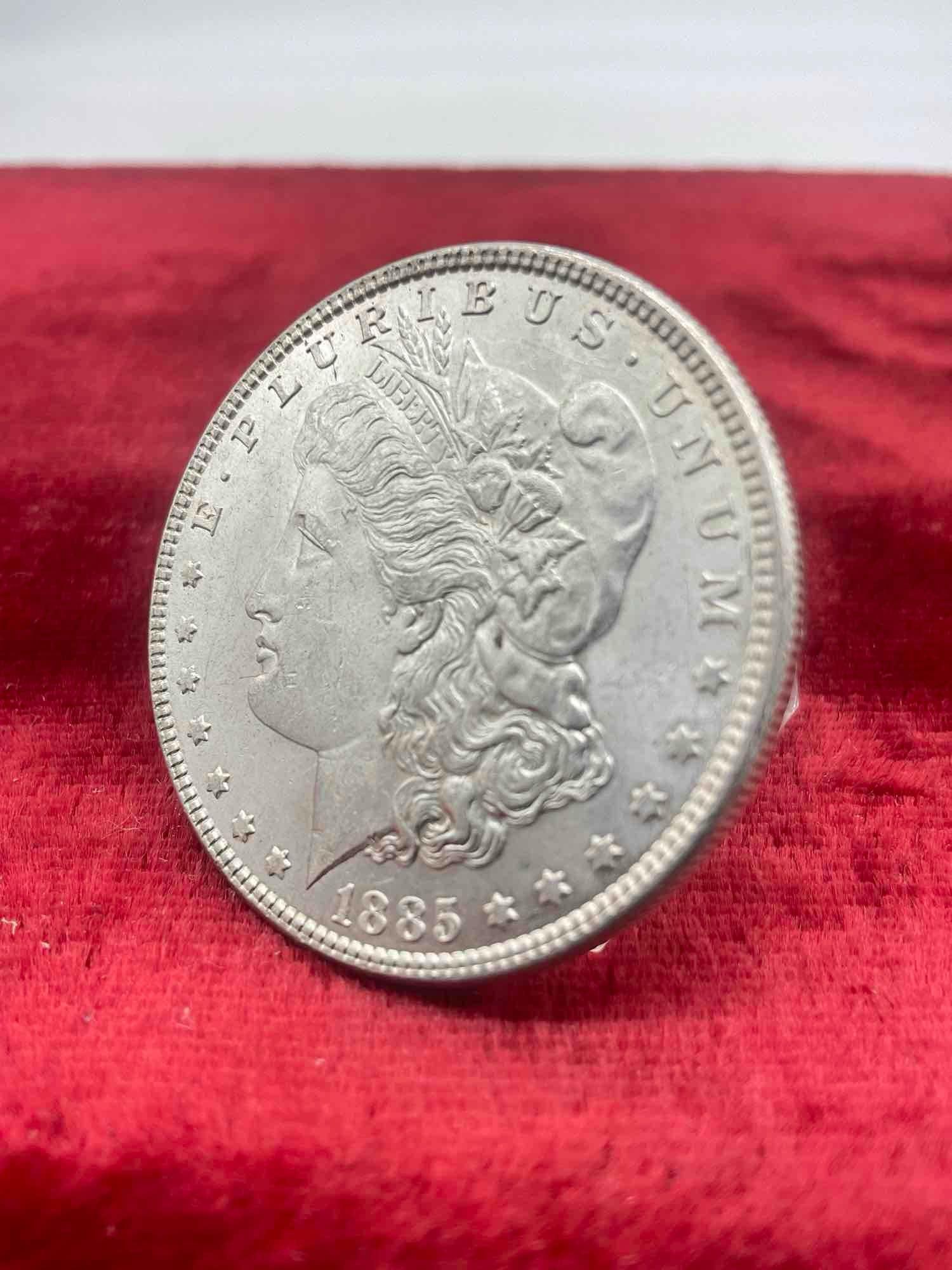 Antique 1885 Silver Morgan Dollar Possbile MS quality coin w/ DMPL & Vam Variety Doubling in date - 10