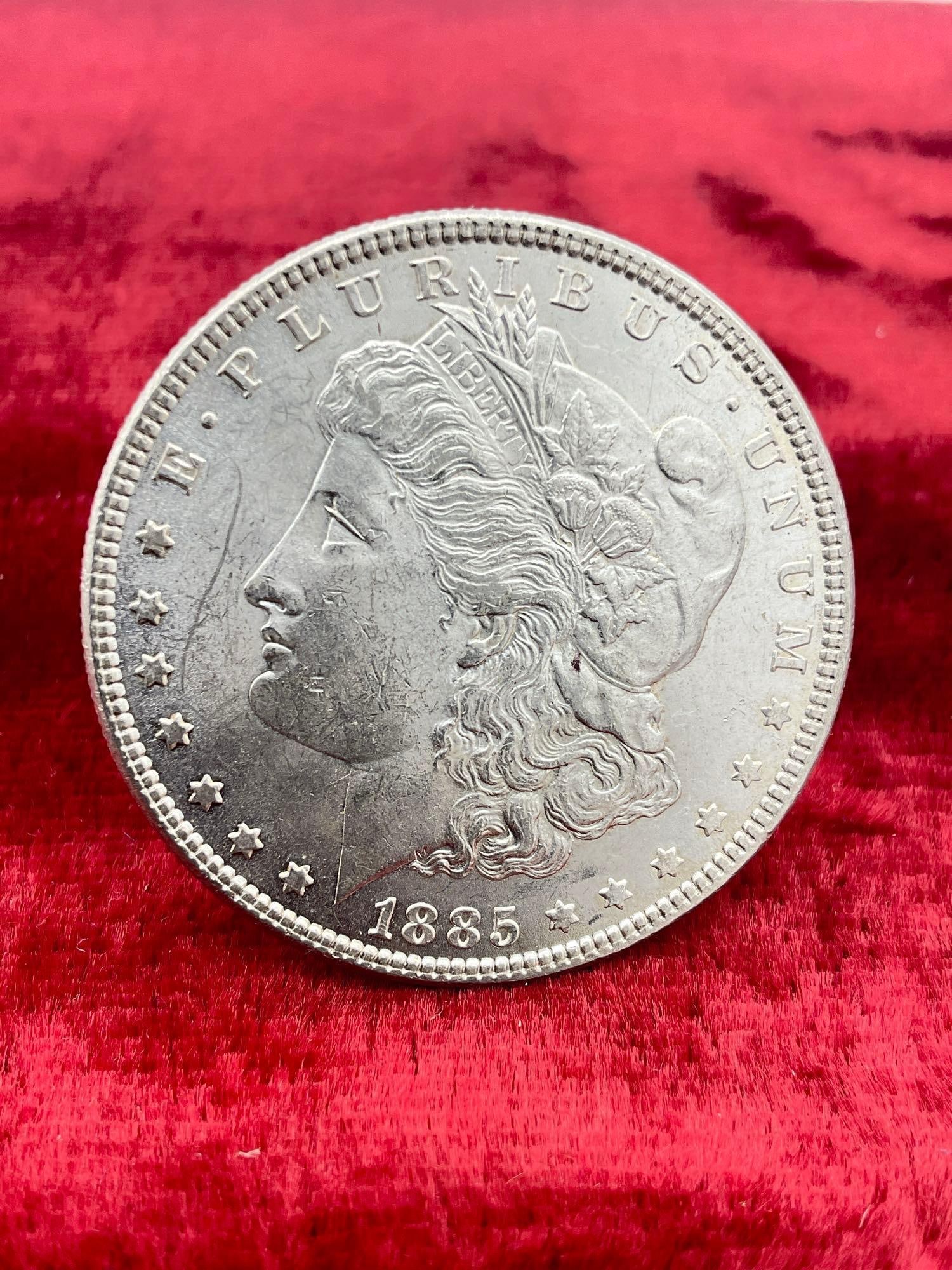 Antique 1885 Silver Morgan Dollar Possbile MS quality coin w/ DMPL & Vam Variety Doubling in date