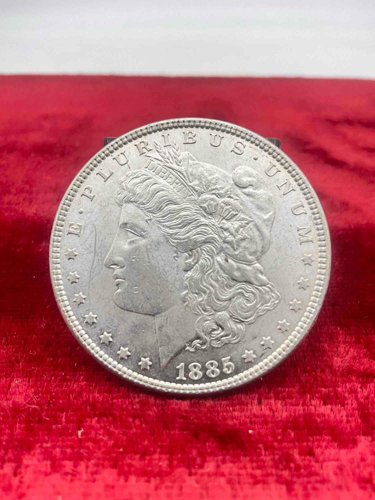 Antique 1885 Silver Morgan Dollar Possbile MS quality coin w/ DMPL & Vam Variety Doubling in date - 2