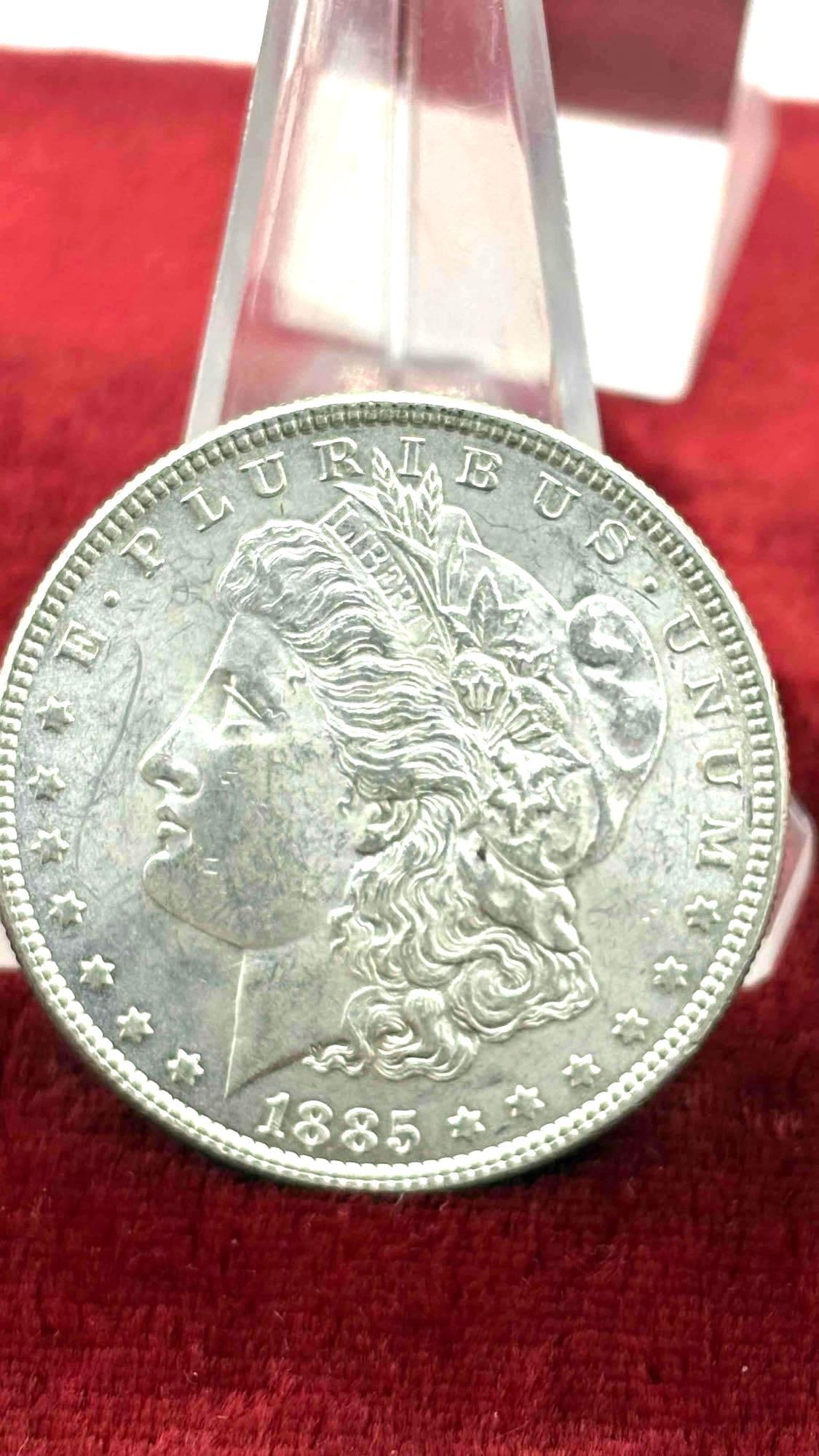 Antique 1885 Silver Morgan Dollar Possbile MS quality coin w/ DMPL & Vam Variety Doubling in date - 6
