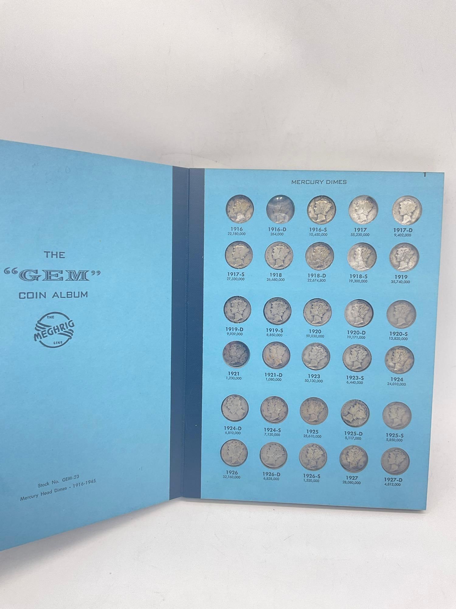 Silver Mercury Dime Collection 1916-1945 Missing 2 Key date coins 1916-D & 1921 / 79 coins in book (1 of 10)
