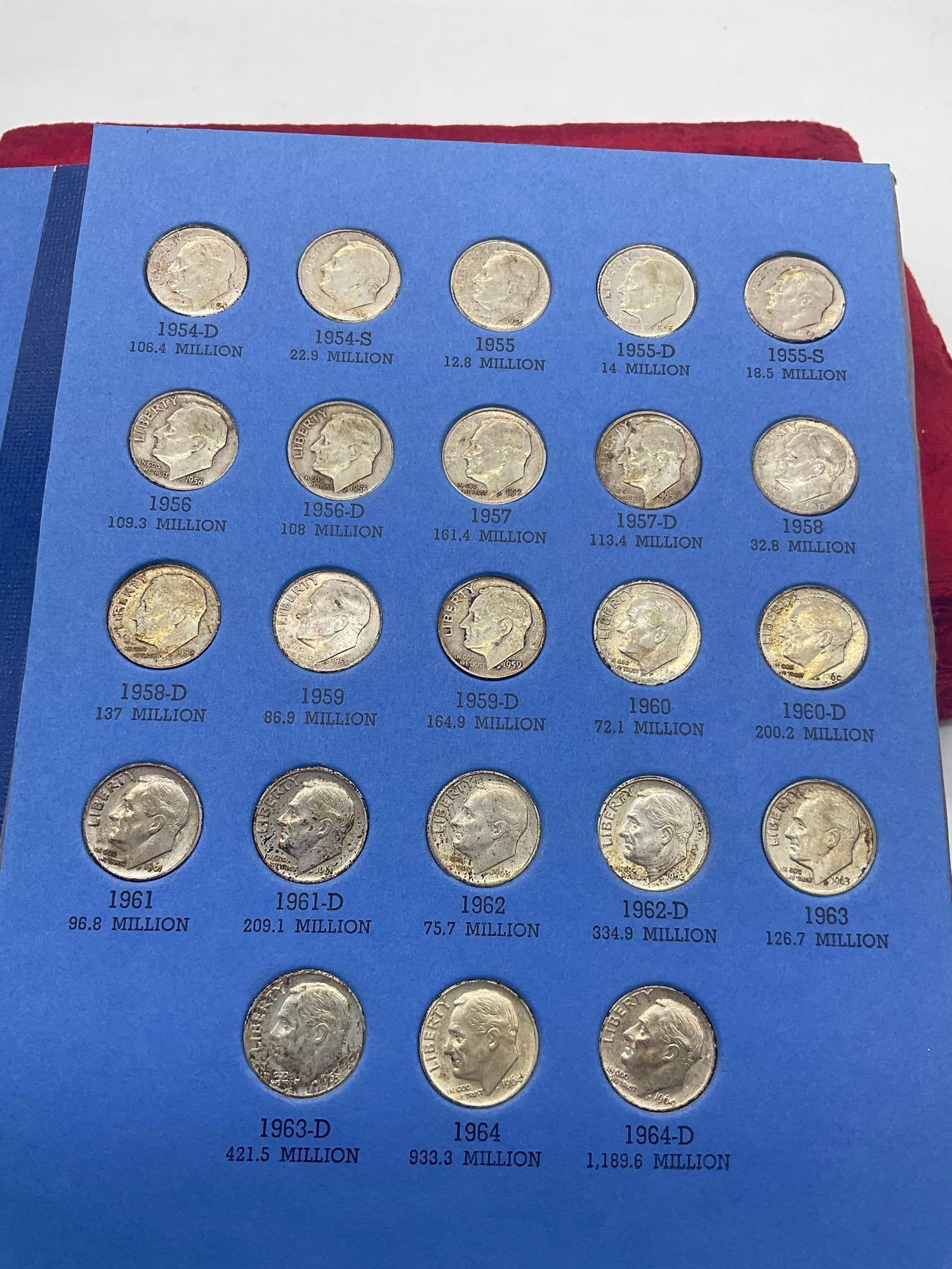 Roosevelt silver dime collection 1946-1964 + clad coinage 1965-1974 missing 1950 coin - 4