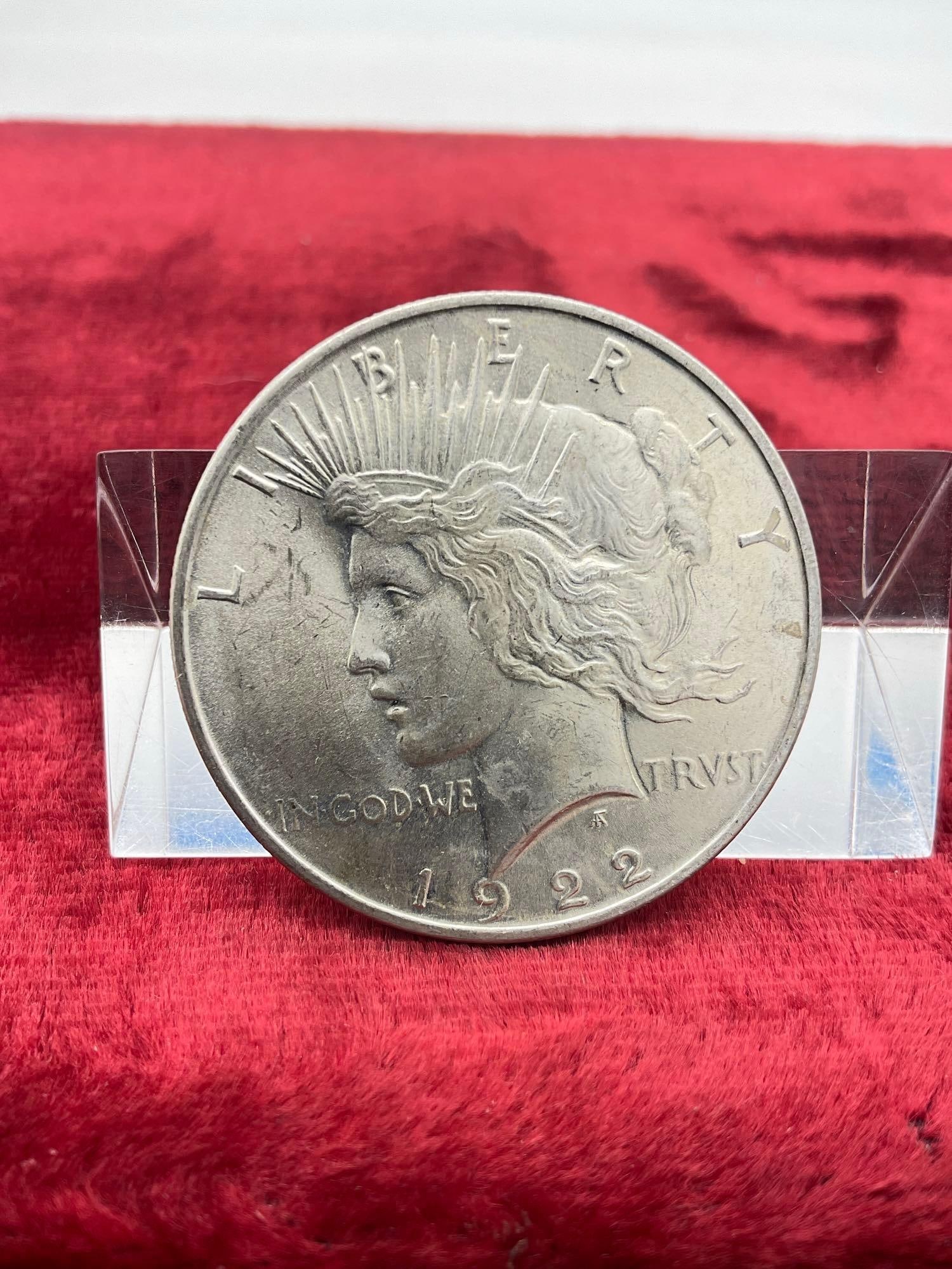 Antique 1922 BU Silver Peace Dollar Poss MS quality coin see pics: C-5990