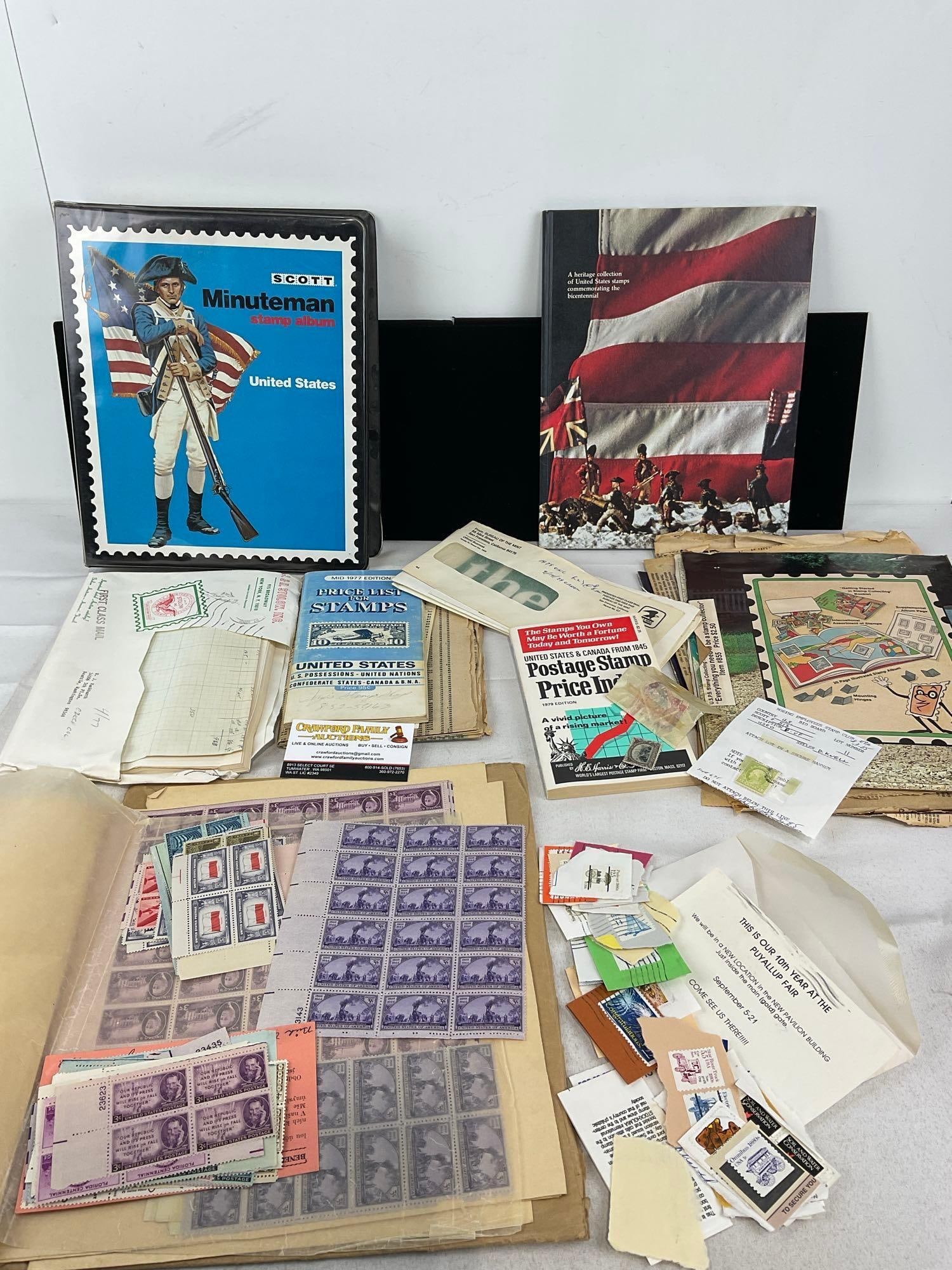 Asst. Stamps, Pages of Stamps, Stamp Collecting Books 7 Supplies& mostly empty Scott Minuteman al... (1 of 10)