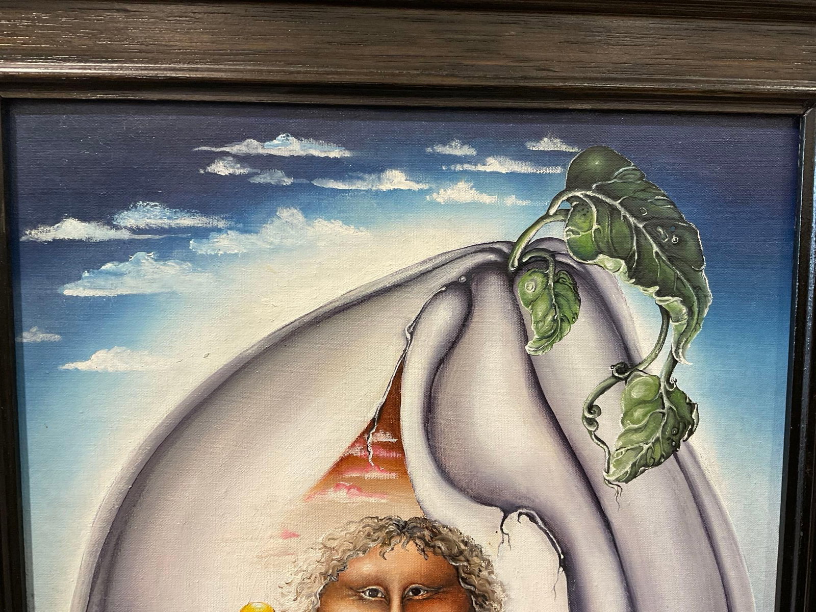 Framed Signed Original Oil on Board by Sylvia Nestler, Untitled 1978, 20x16 in, Woman & Cat in Go... - 3