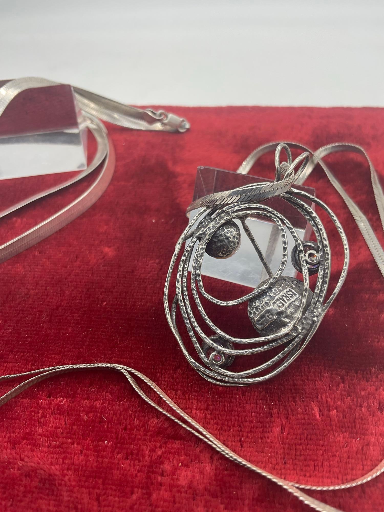 Vintage sterling silver CZ and pearl pendant on sterling chain with additional 30" sterling silver - 5