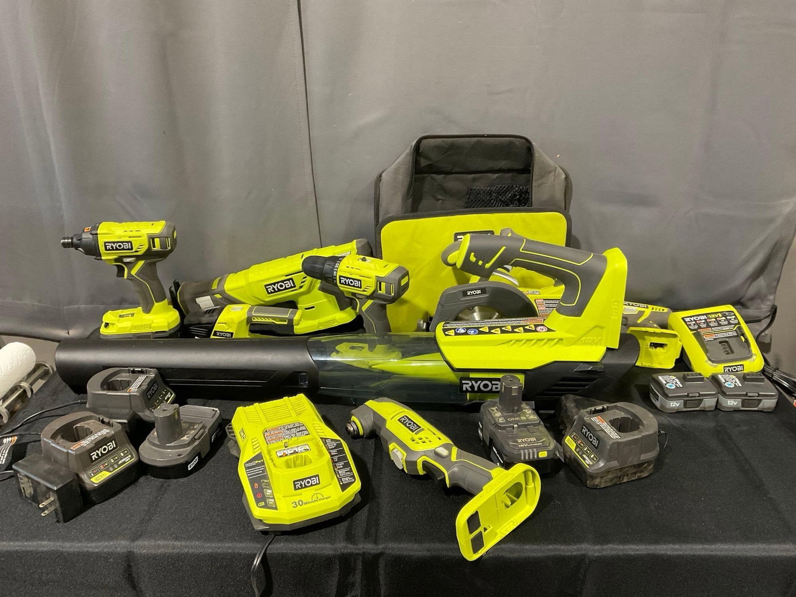 8 Ryobi Tools, & 6 Batteries, 2x Drill/Drivers, Impact Driver, Oscillating Tool, Circular Saw, &... (1 of 10)
