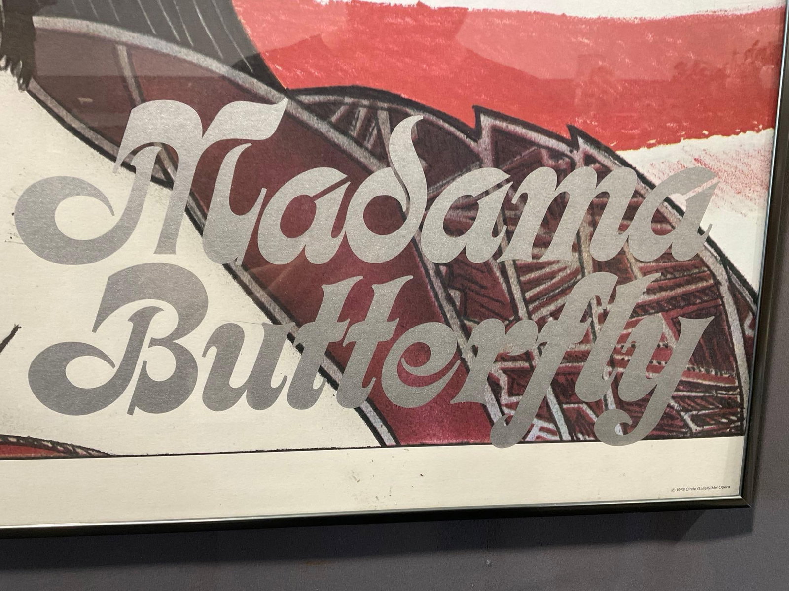 Framed Metropolitan Opera Poster, Madama Butterfly, 1978, Geisha on American Flag, 25x37 inches - 4