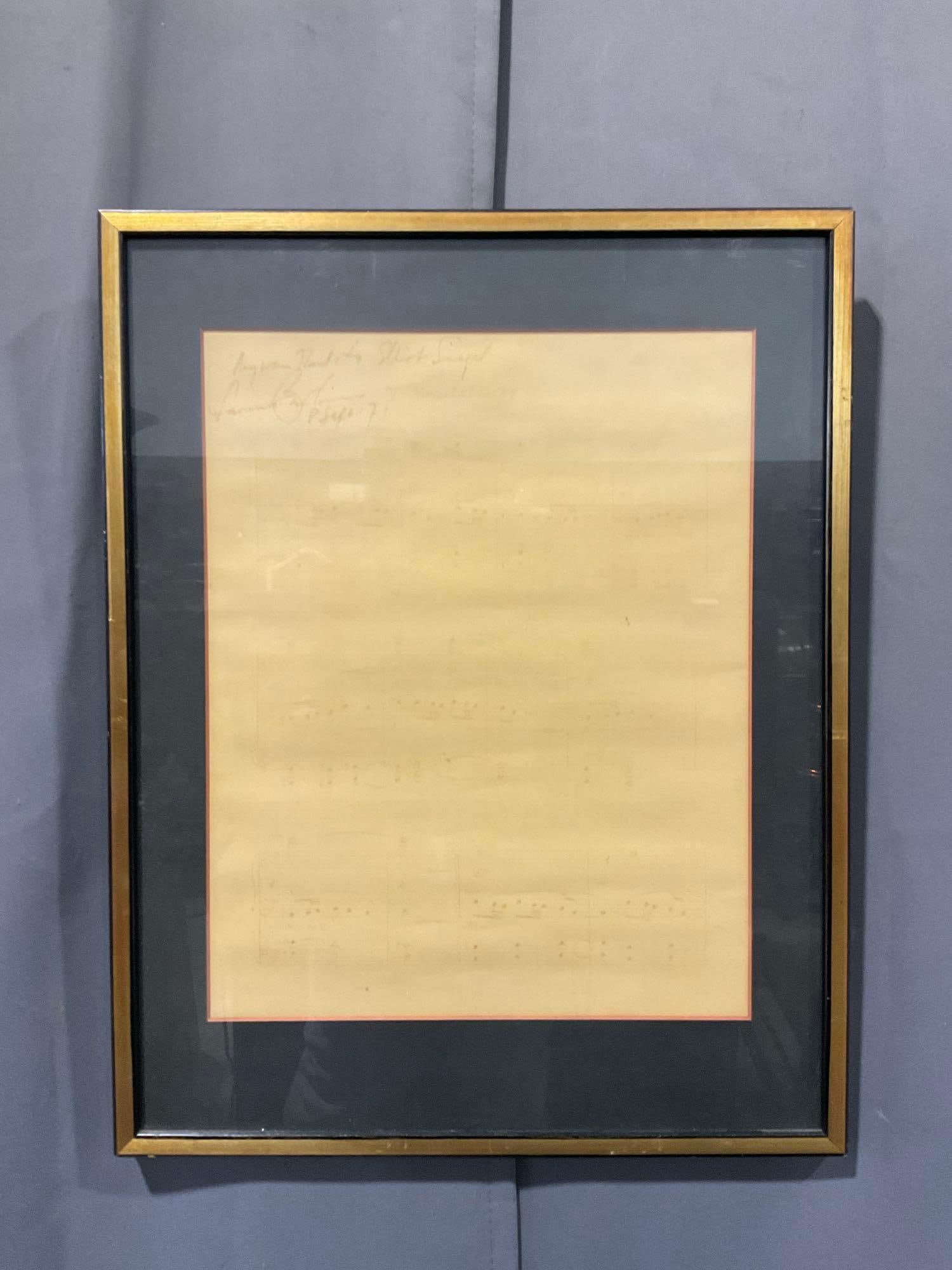 Vintage Meditations #1 faded Music Score signed by Leonard Bernstein with note - framed - 2