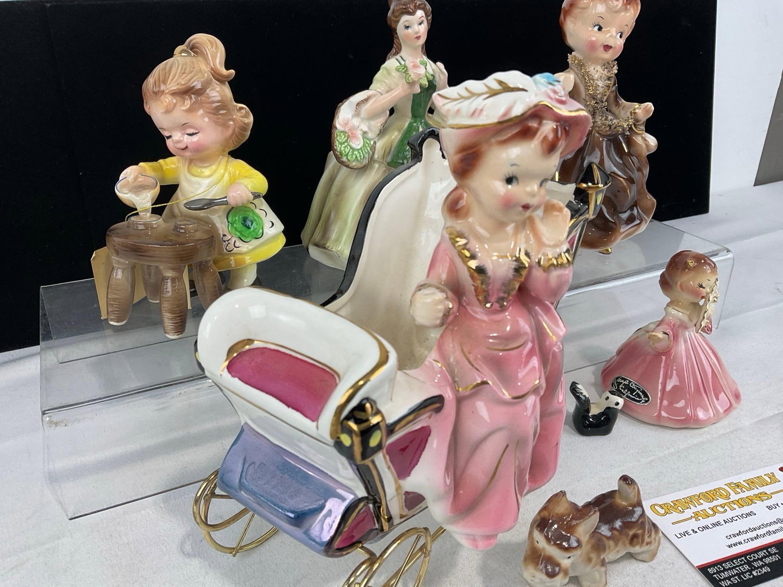 Handpainted Ceramic Figurines, 2 Josef Originals, & more Japanese, 5 Ladies in dresses, small dog & - 2