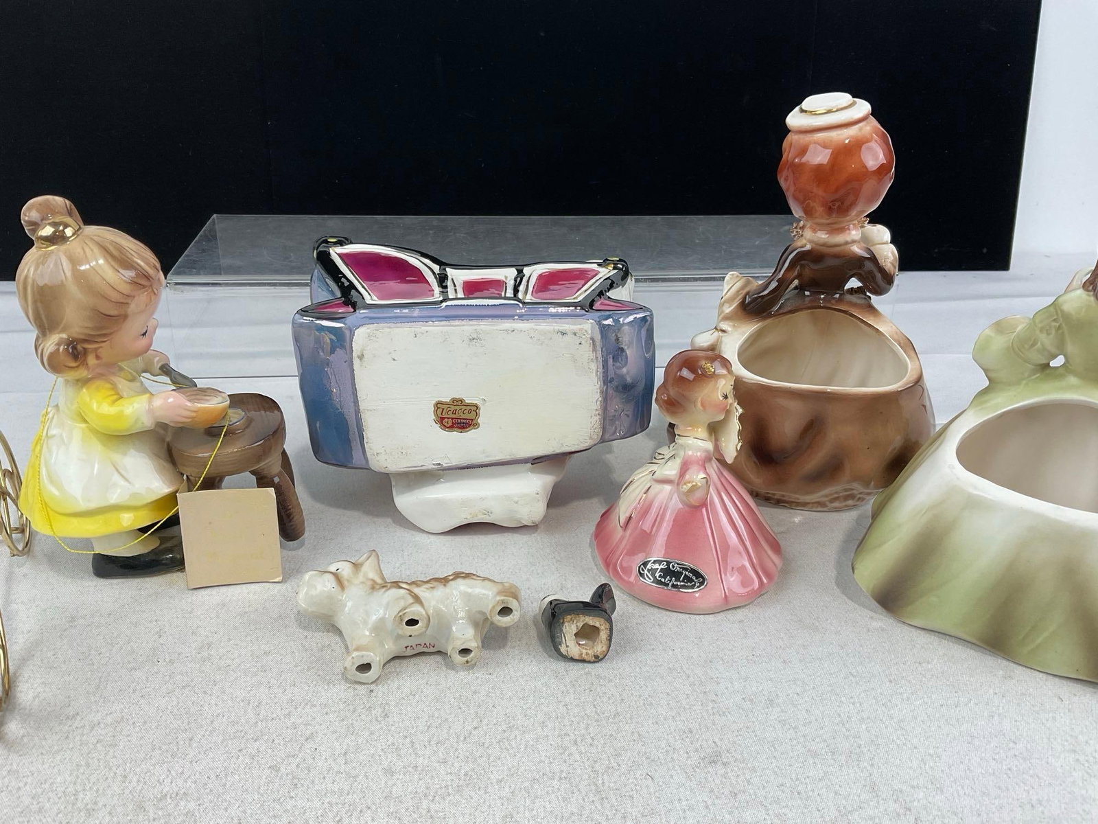 Handpainted Ceramic Figurines, 2 Josef Originals, & more Japanese, 5 Ladies in dresses, small dog & - 4