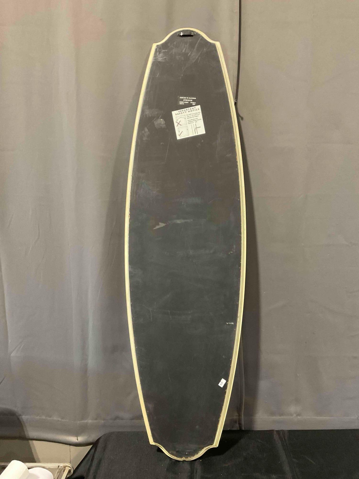 Modern Tall Elongated Oval Wall Mirror in Sage Green Painted Frame w/ Crackle Finish. See pics. - 4